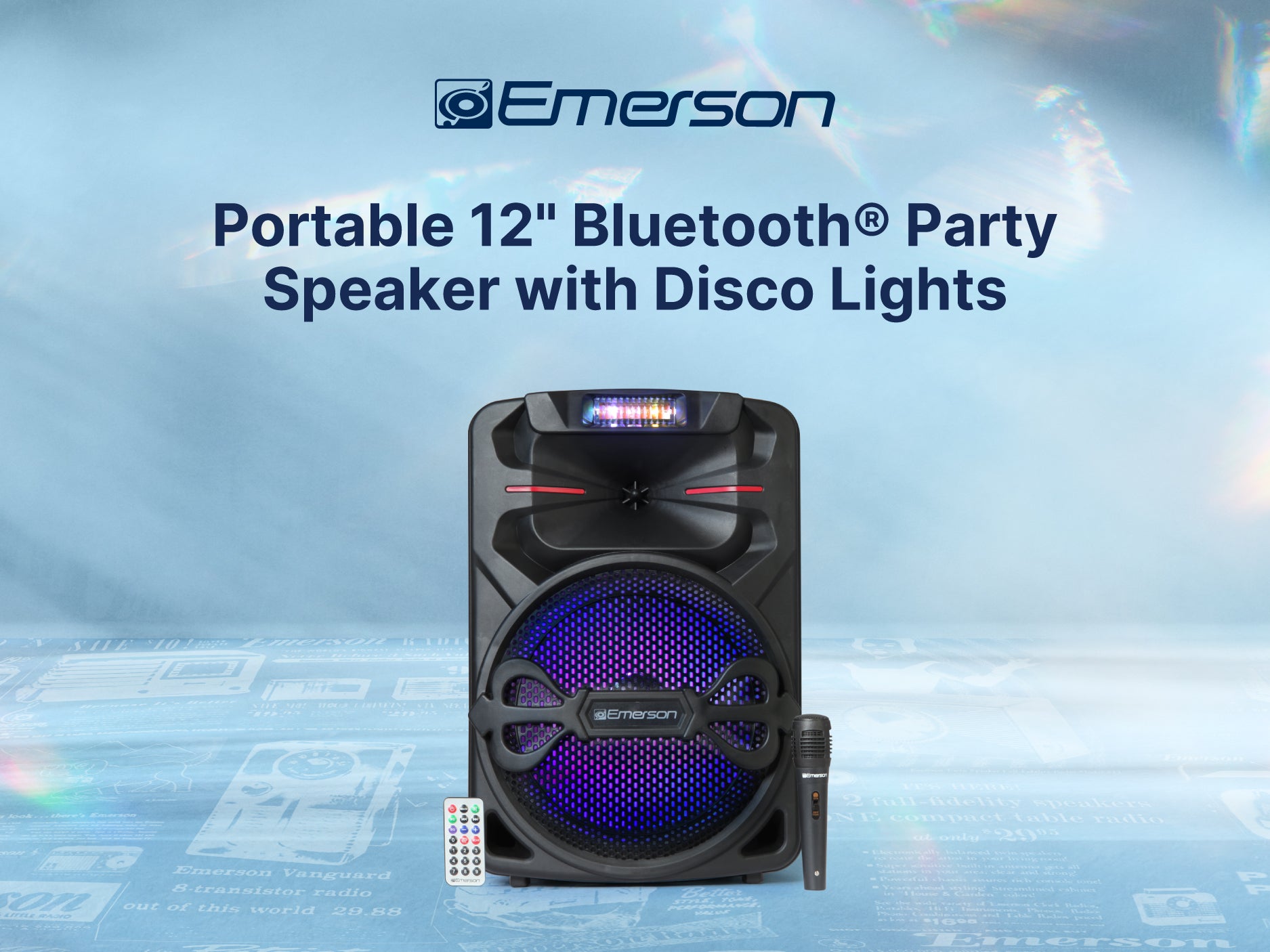 Portable 12” Bluetooth<sup>®</sup> Party Speaker with Disco Lights