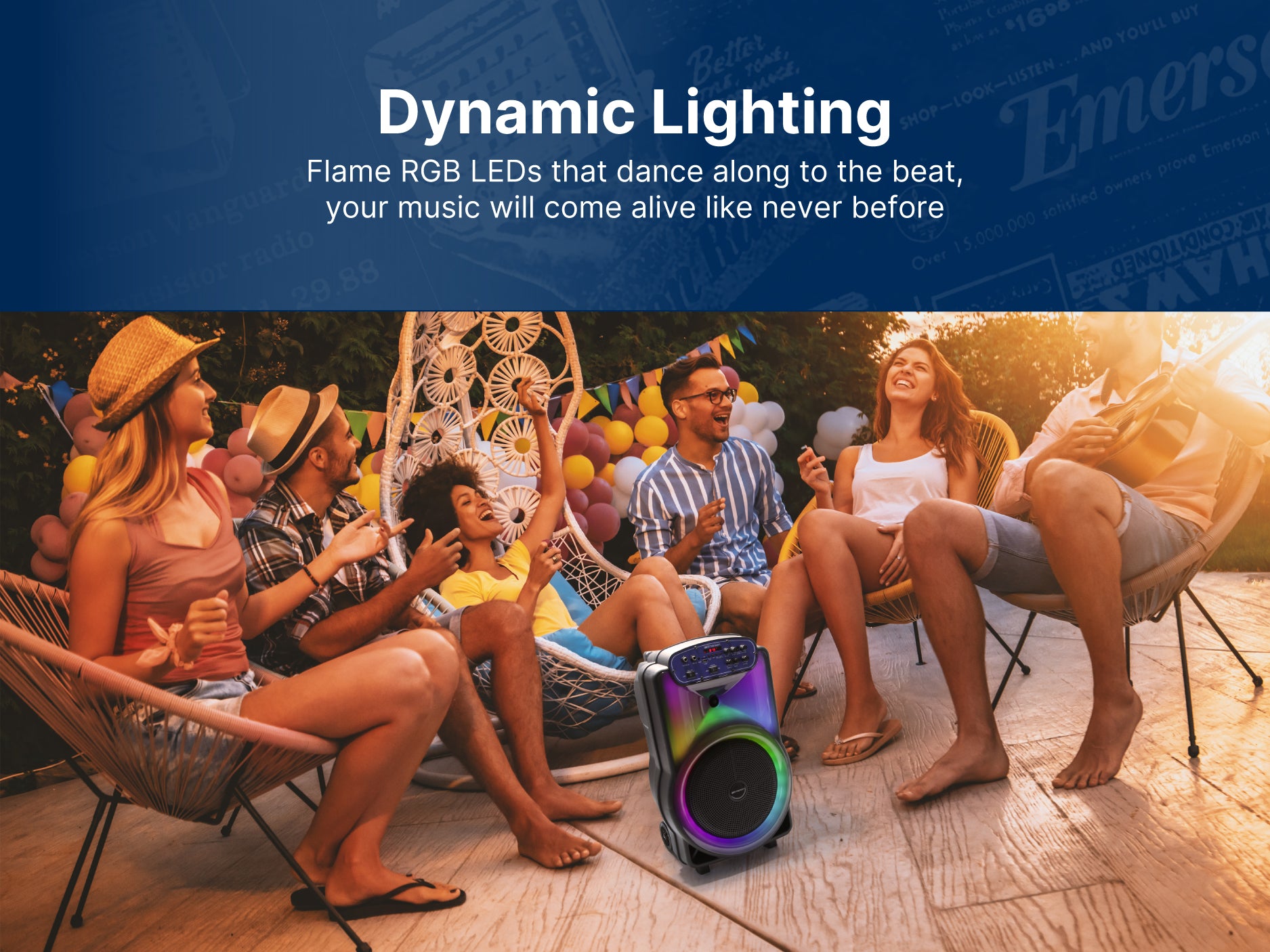 Portable Bluetooth® 12" Party Speaker with Flame Lighting