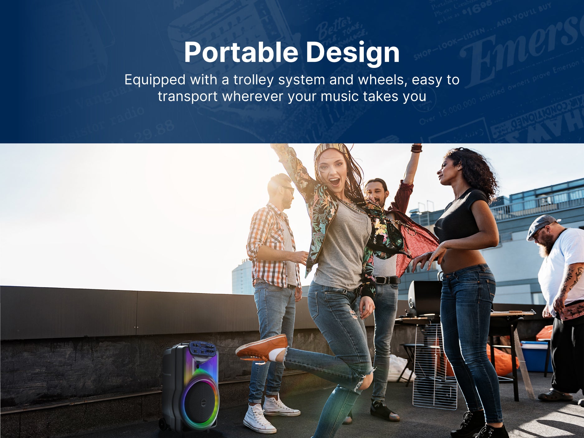 Portable Bluetooth® 12" Party Speaker with Flame Lighting