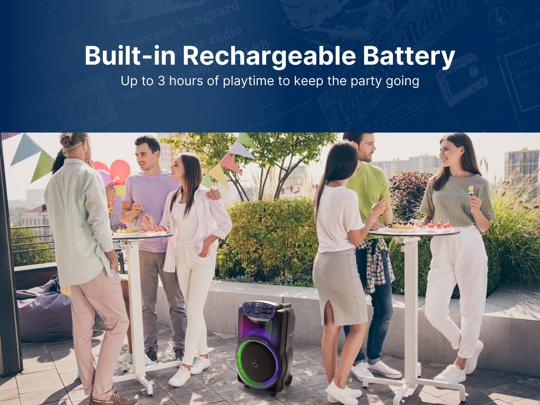 Portable Bluetooth® 12" Party Speaker with Flame Lighting