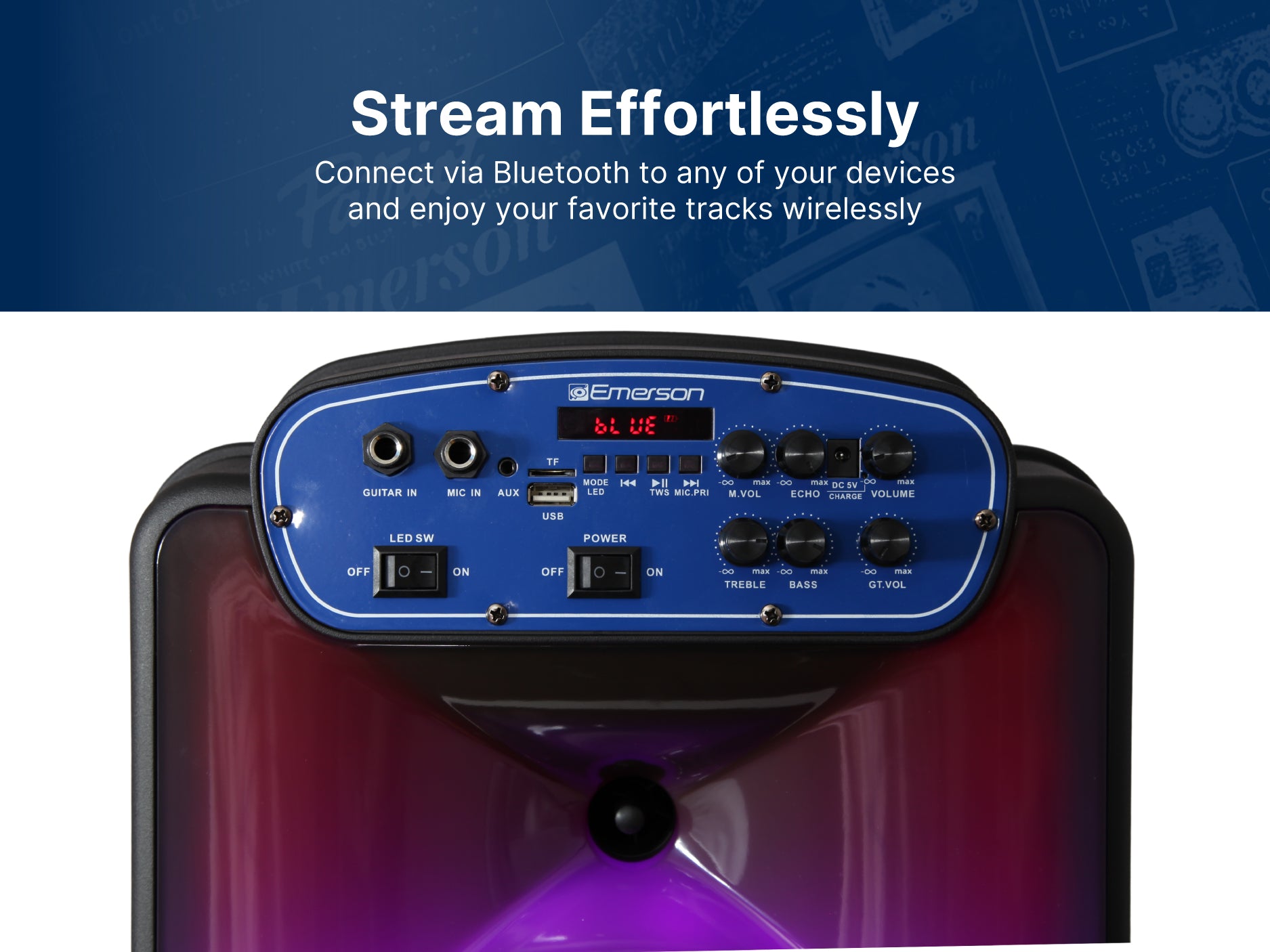 Portable Bluetooth® 12" Party Speaker with Flame Lighting