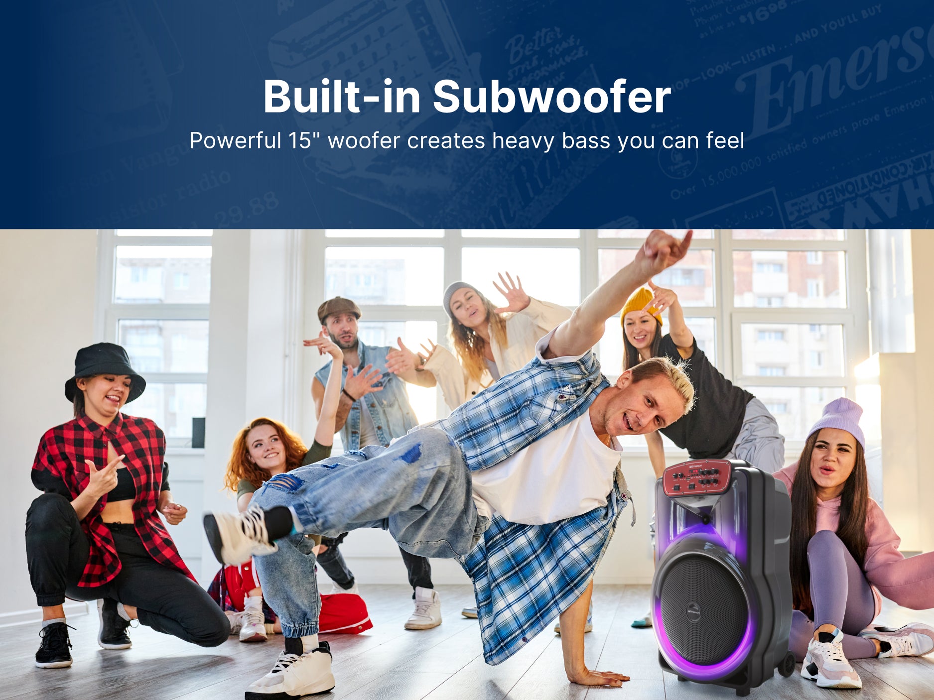 Portable Bluetooth® 15" Party Speaker with Flame Lighting