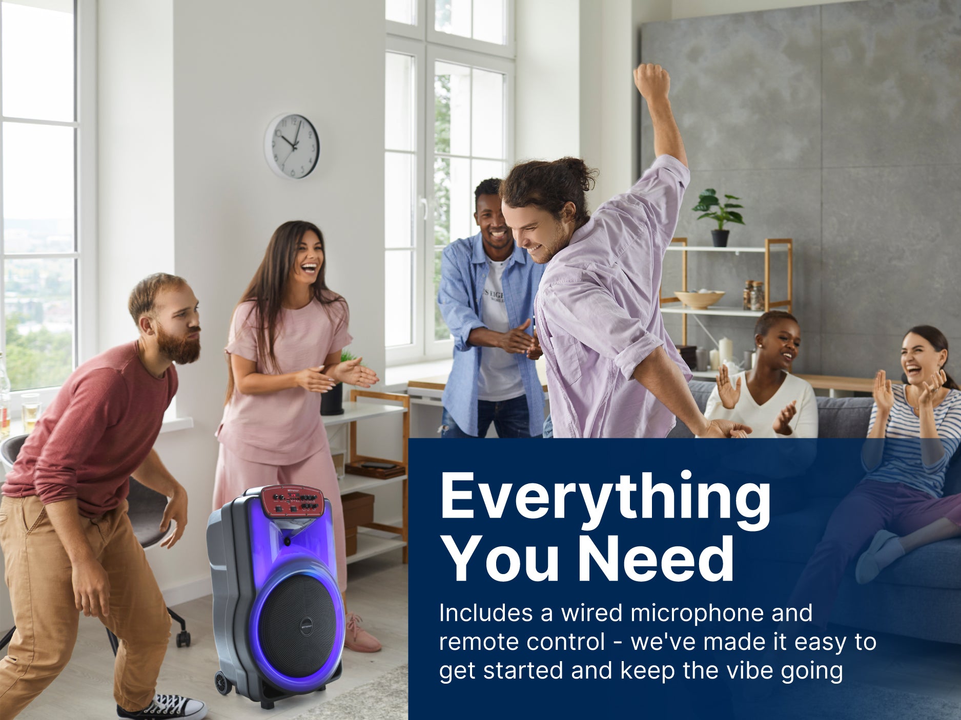 Portable Bluetooth® 15" Party Speaker with Flame Lighting