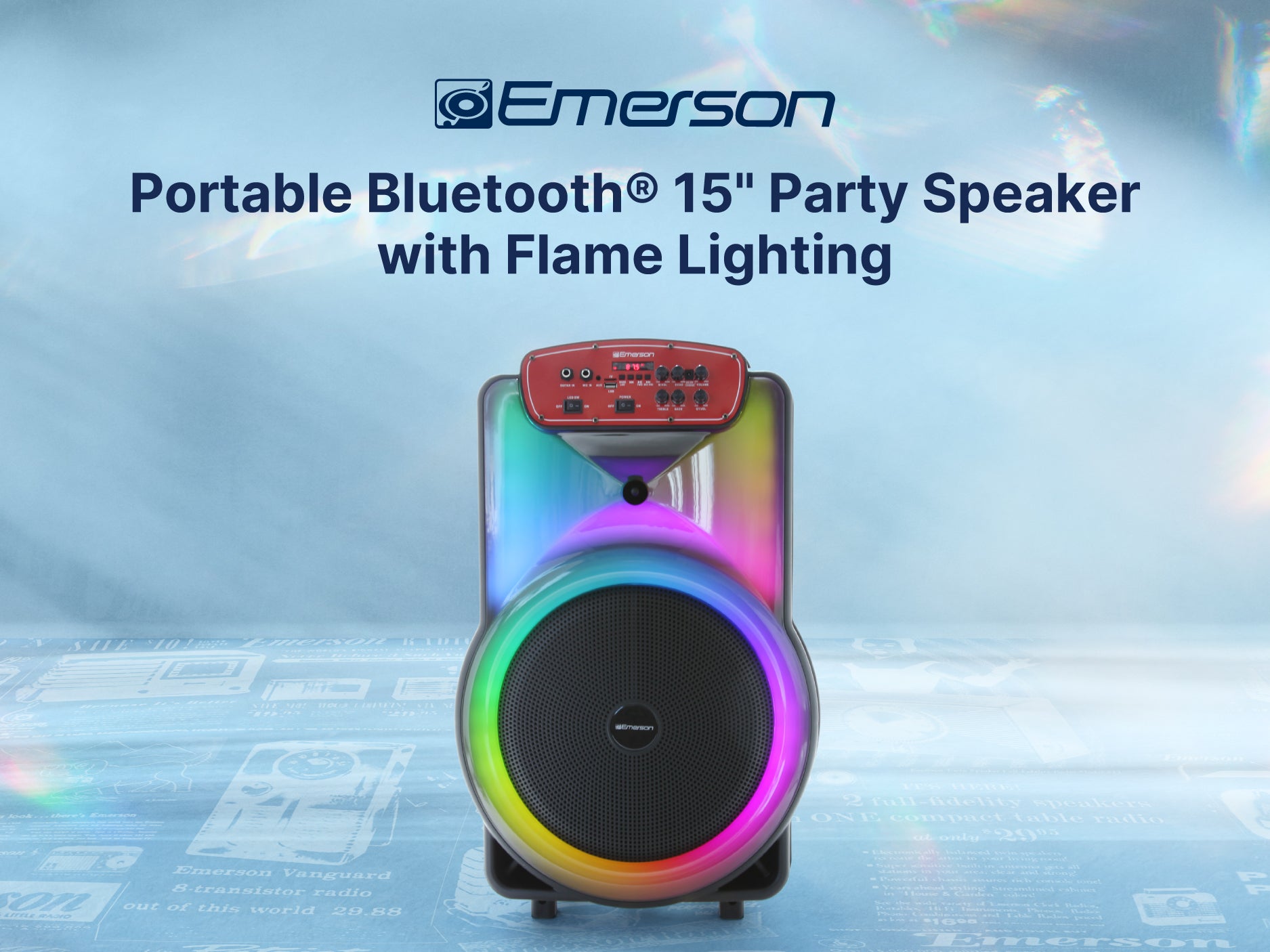 Portable Bluetooth® 15" Party Speaker with Flame Lighting