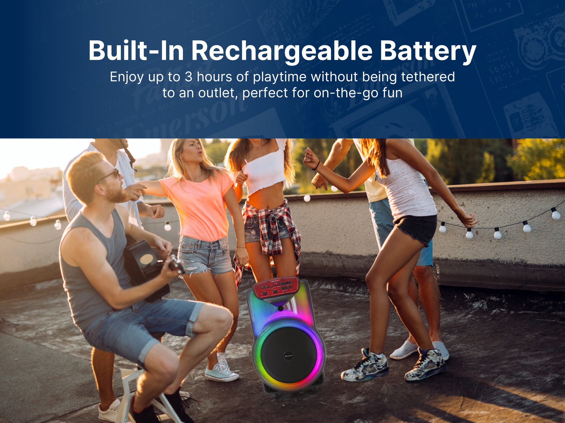 Portable Bluetooth® 15" Party Speaker with Flame Lighting