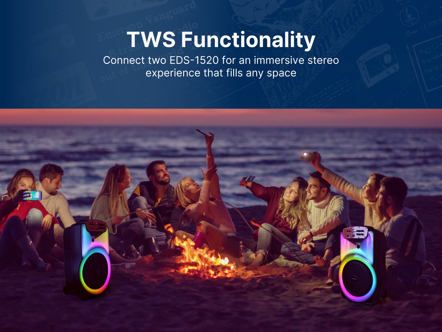 Portable Bluetooth® 15" Party Speaker with Flame Lighting