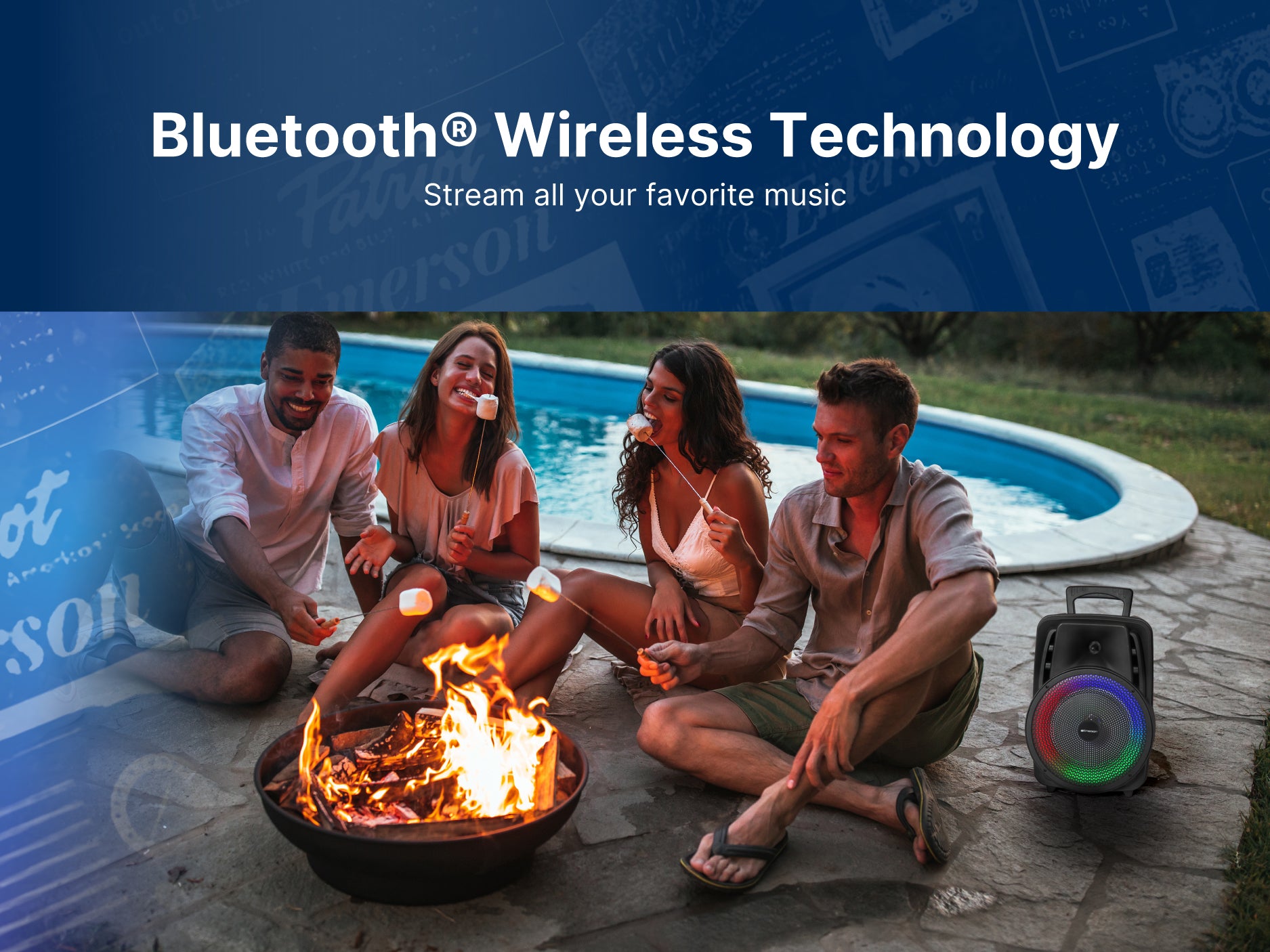 Portable 8" Bluetooth® Party Speaker with Multi-Color Round Running Lights