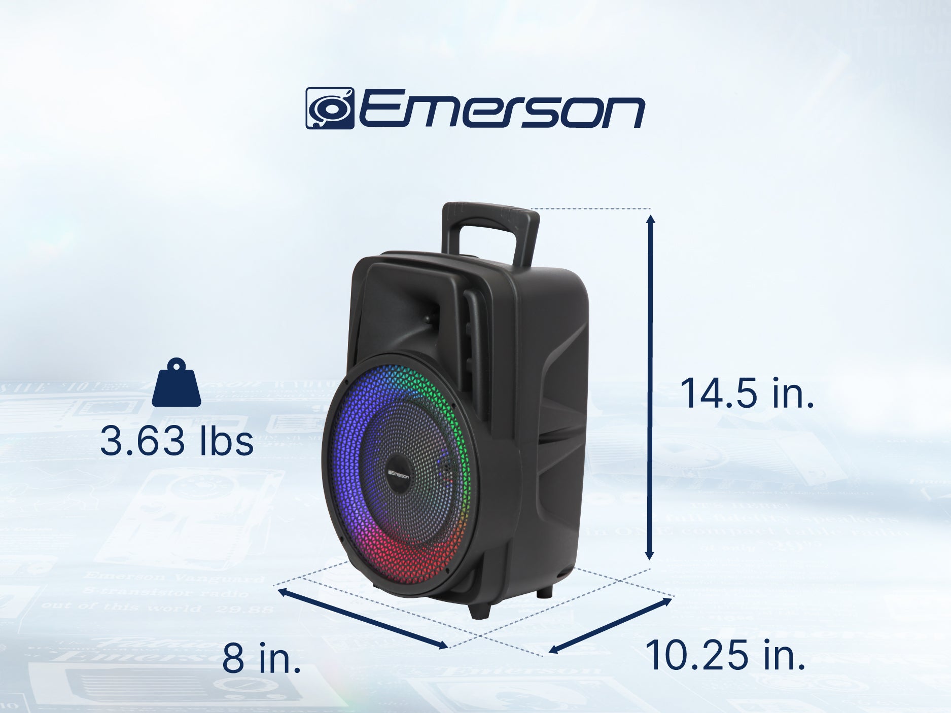 Portable 8" Bluetooth® Party Speaker with Multi-Color Round Running Lights