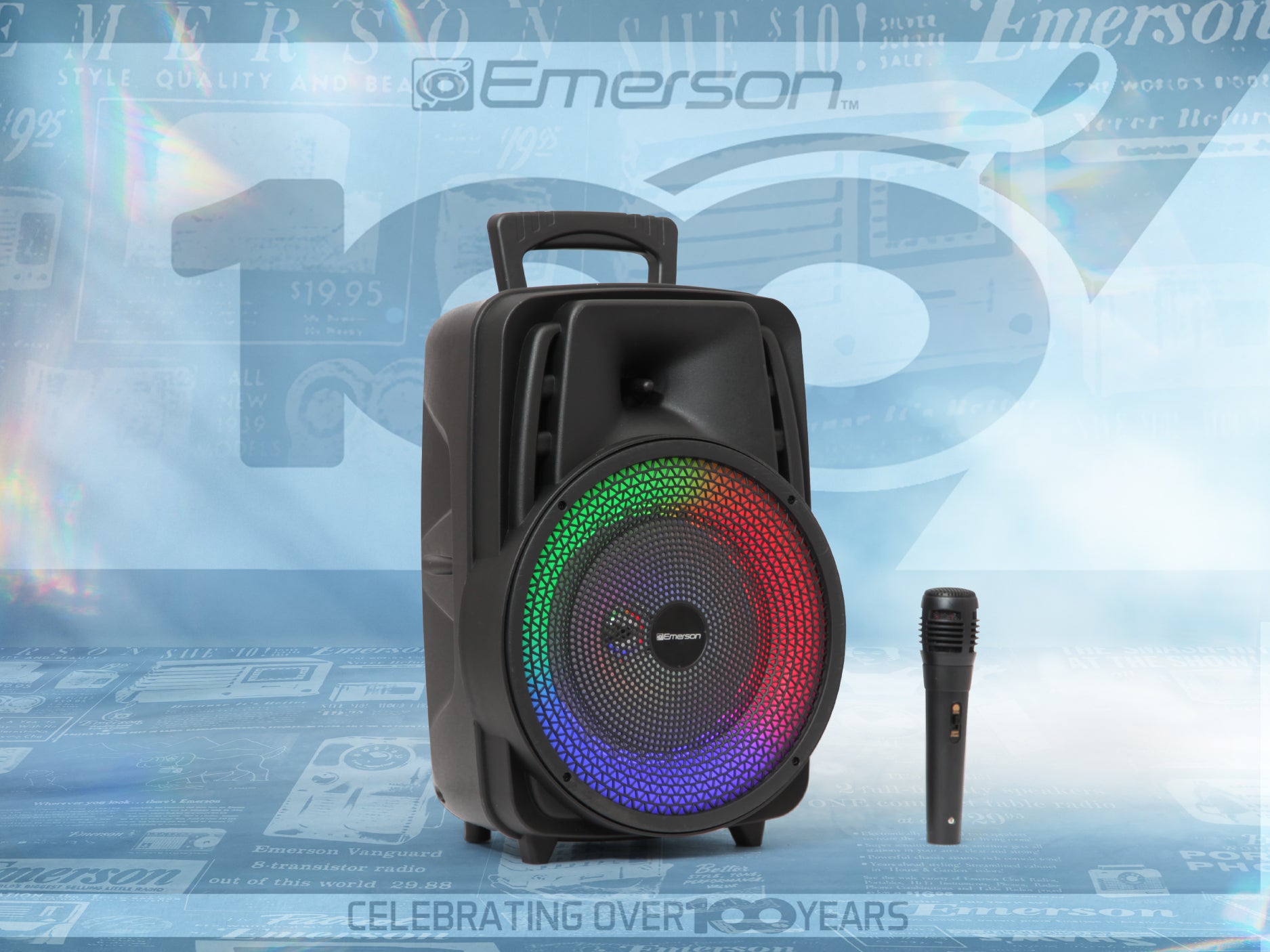 Portable 8" Bluetooth® Party Speaker with Multi-Color Round Running Lights