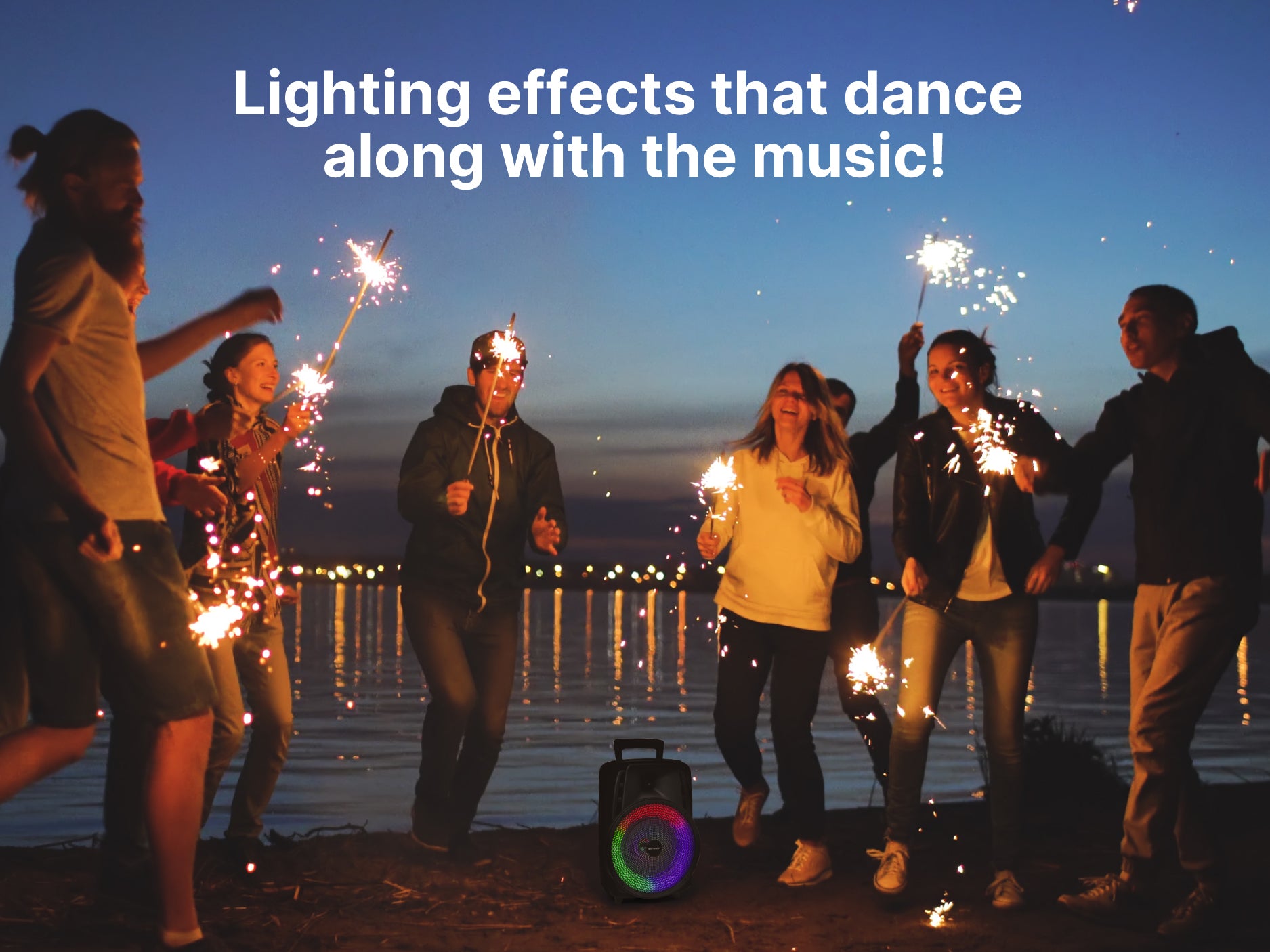Portable 8" Bluetooth® Party Speaker with Multi-Color Round Running Lights