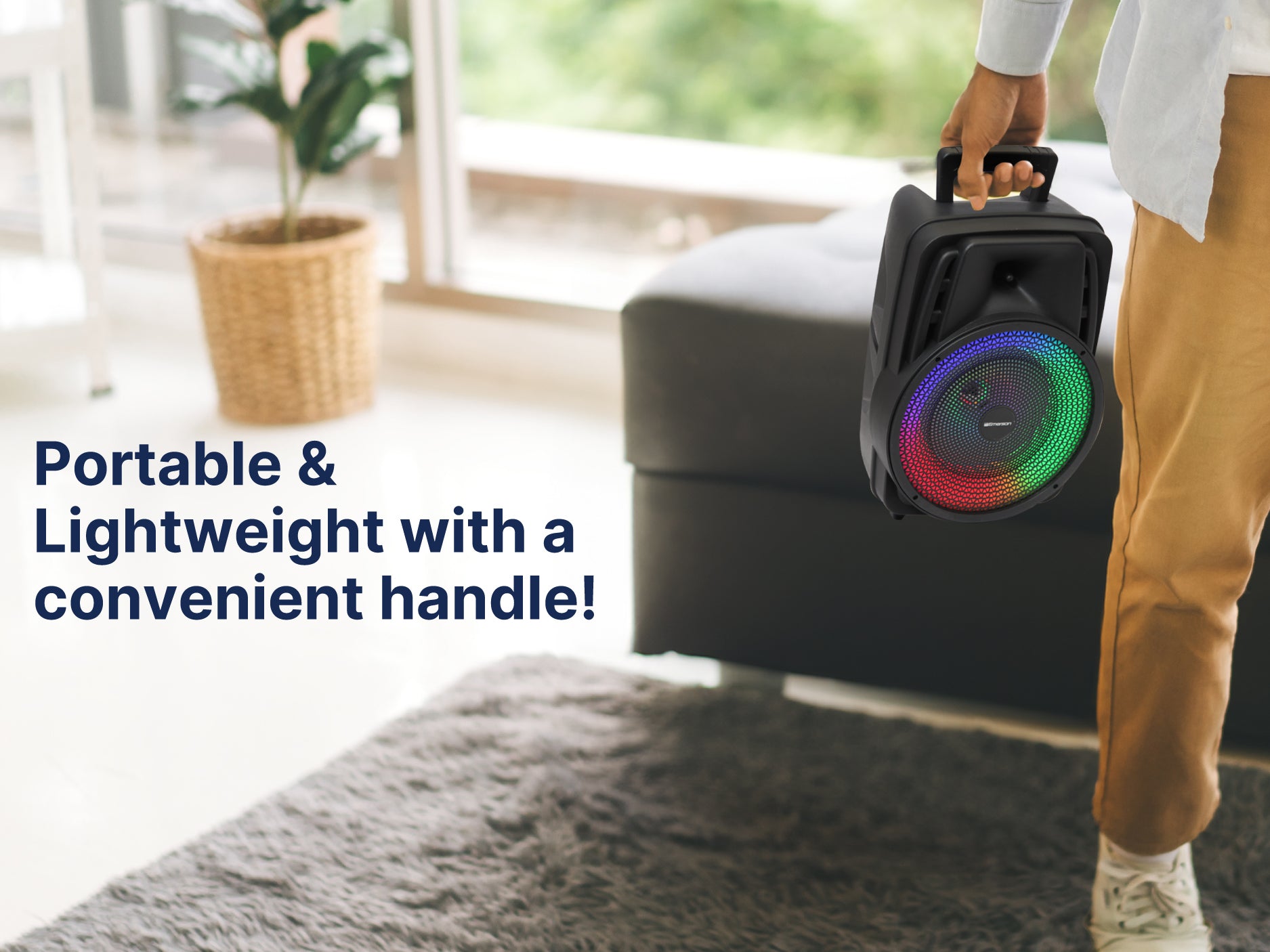 Portable 8" Bluetooth® Party Speaker with Multi-Color Round Running Lights