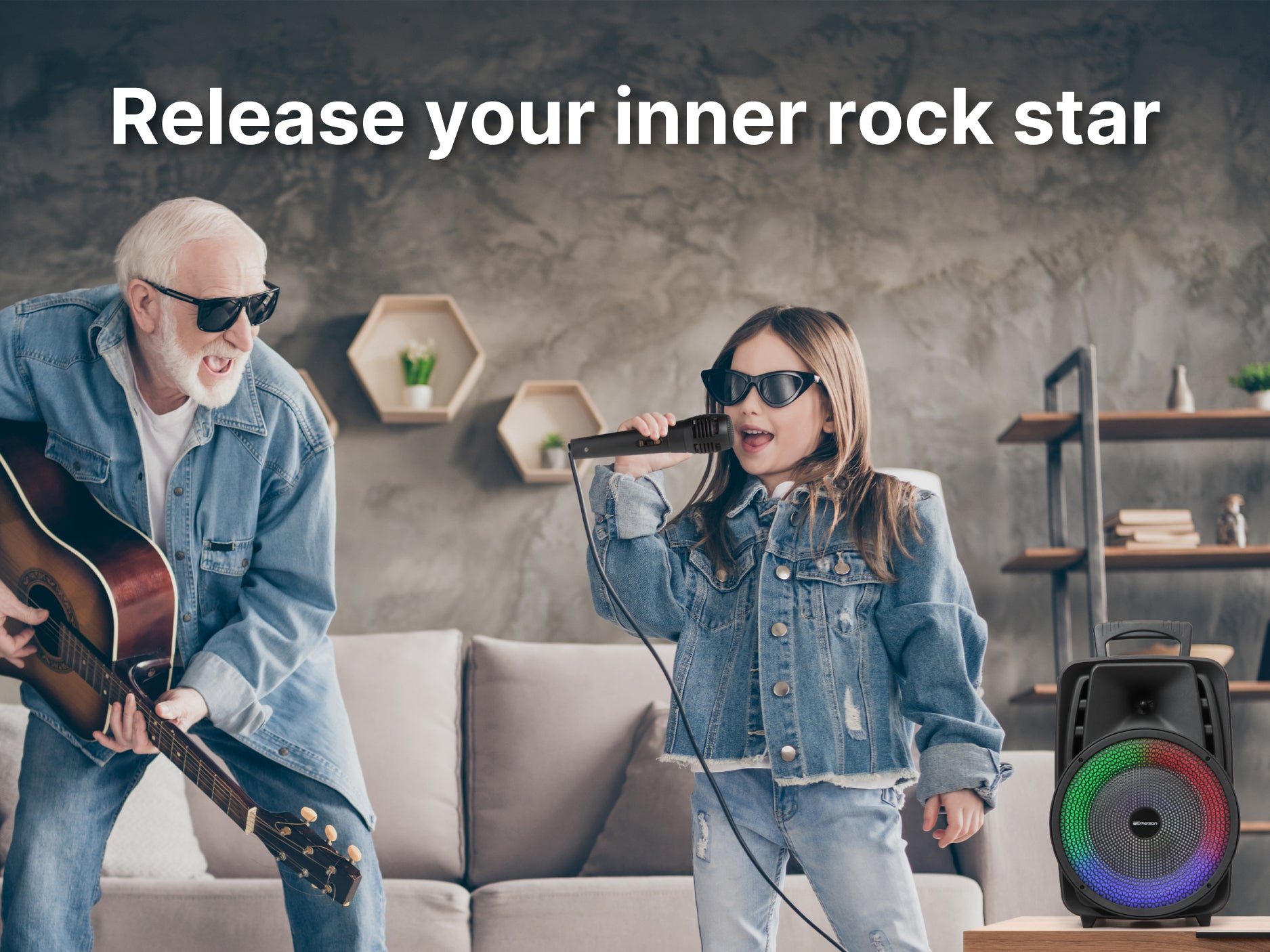Portable 8" Bluetooth® Party Speaker with Multi-Color Round Running Lights