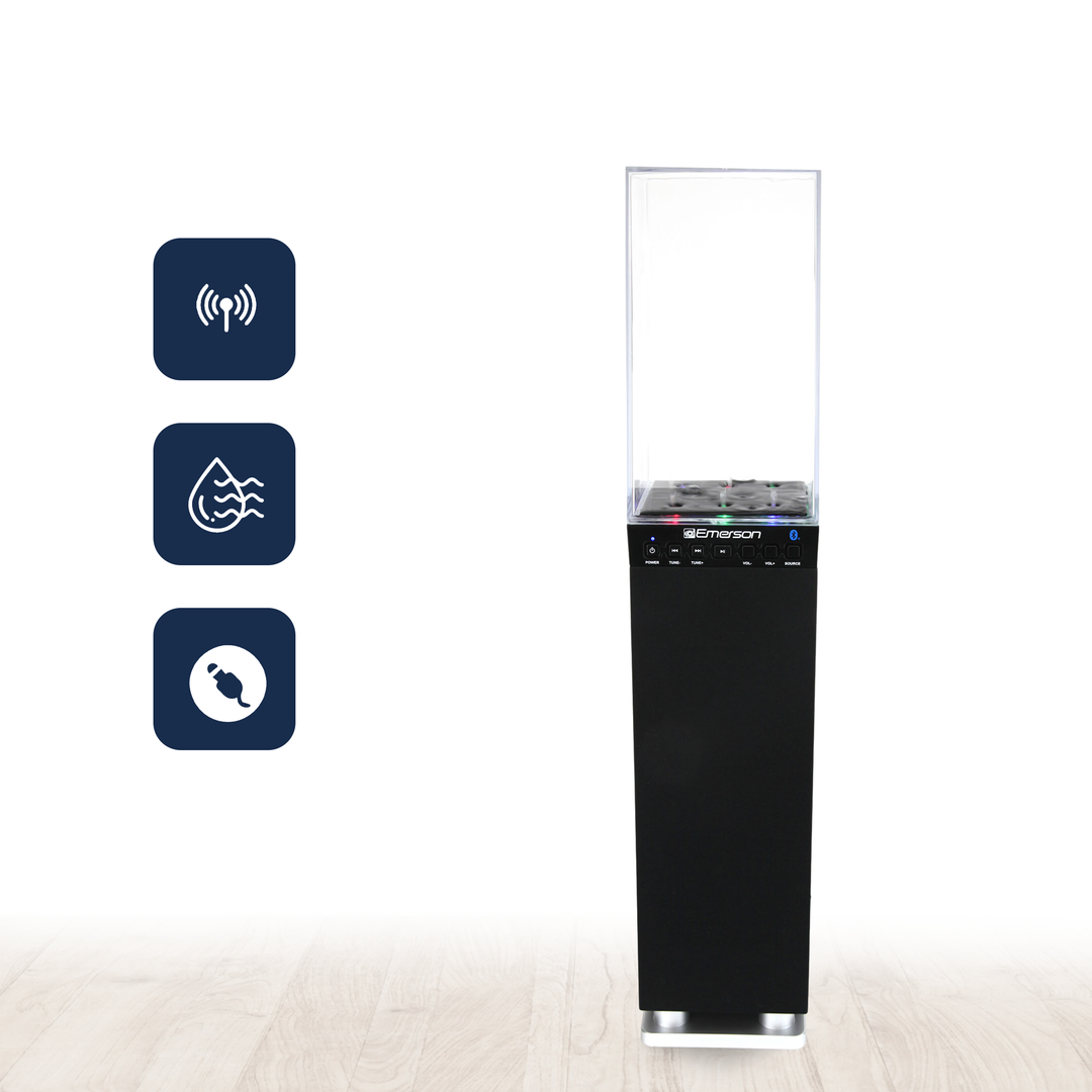 Image showcasing Dancing Water Light Tower Speaker System – EMERSONAUDIO