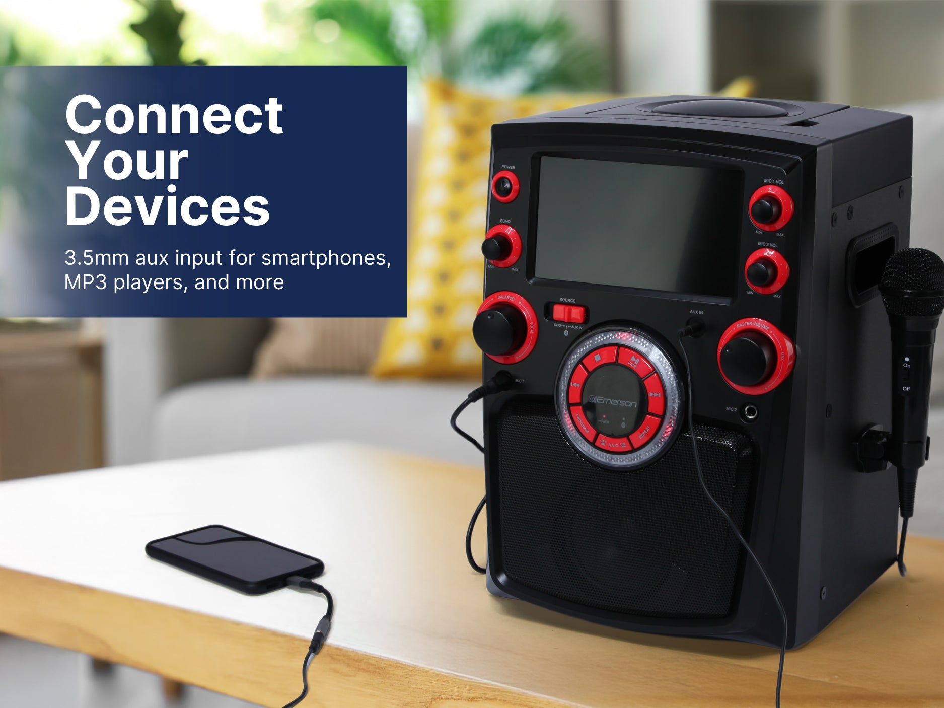 Portable Bluetooth<sup>®</sup> Karaoke System with 7" LCD Display