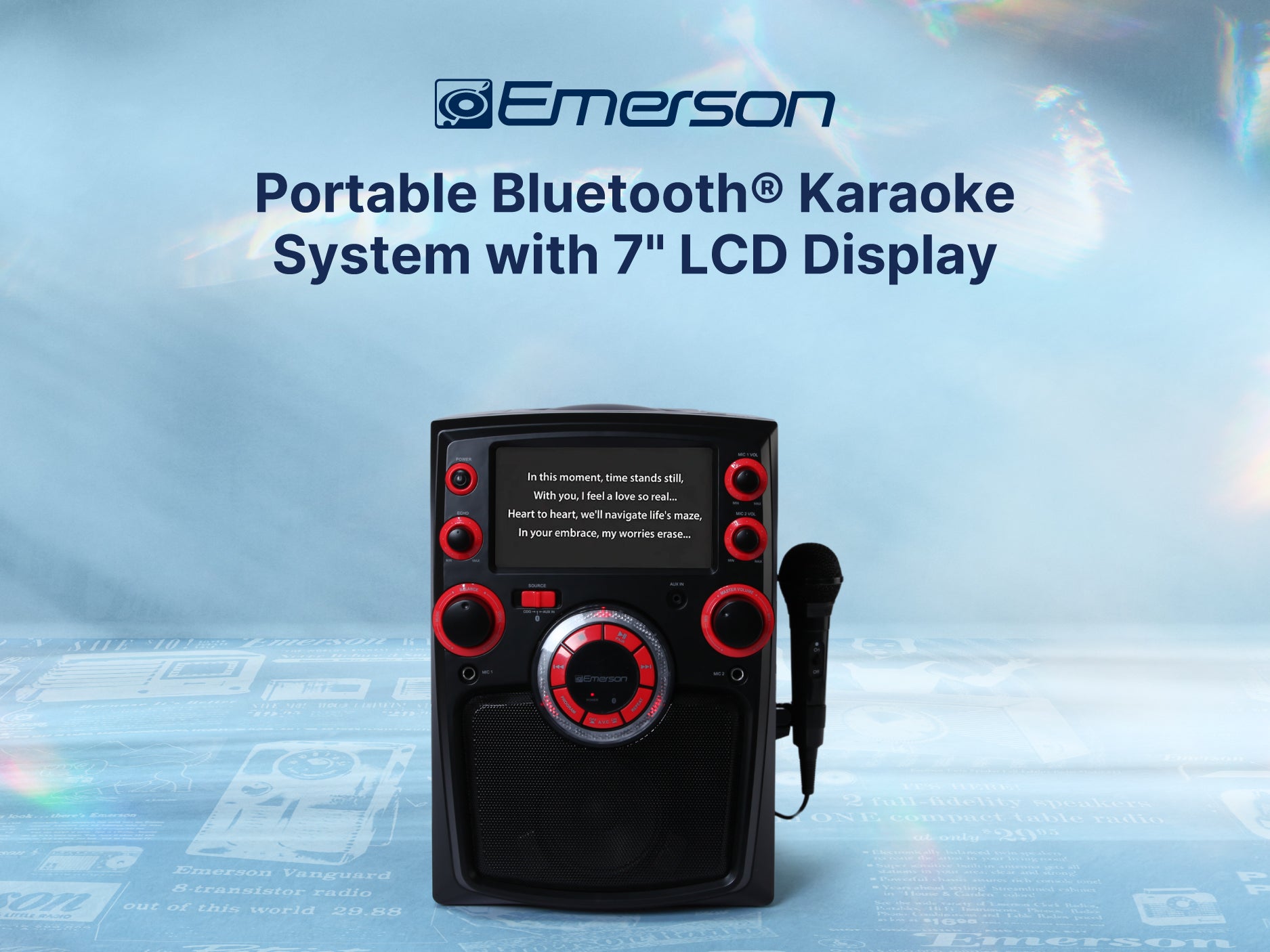Portable Bluetooth<sup>®</sup> Karaoke System with 7" LCD Display