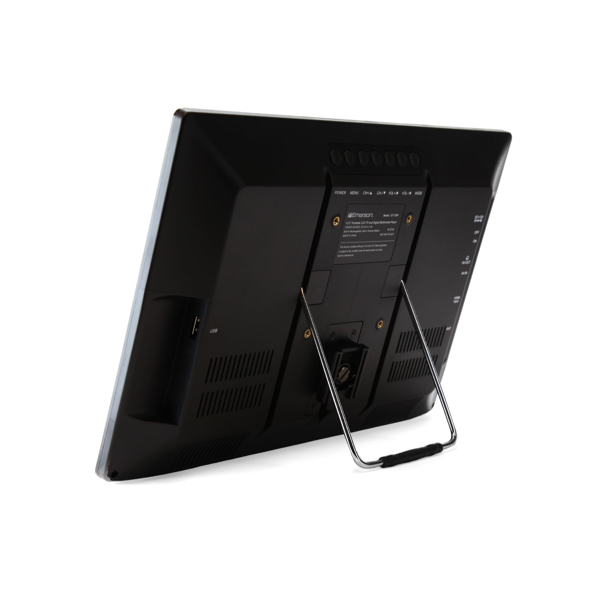 Portable 13.3" Digital TV with Built-in Rechargeable Battery and DC Car Adapter