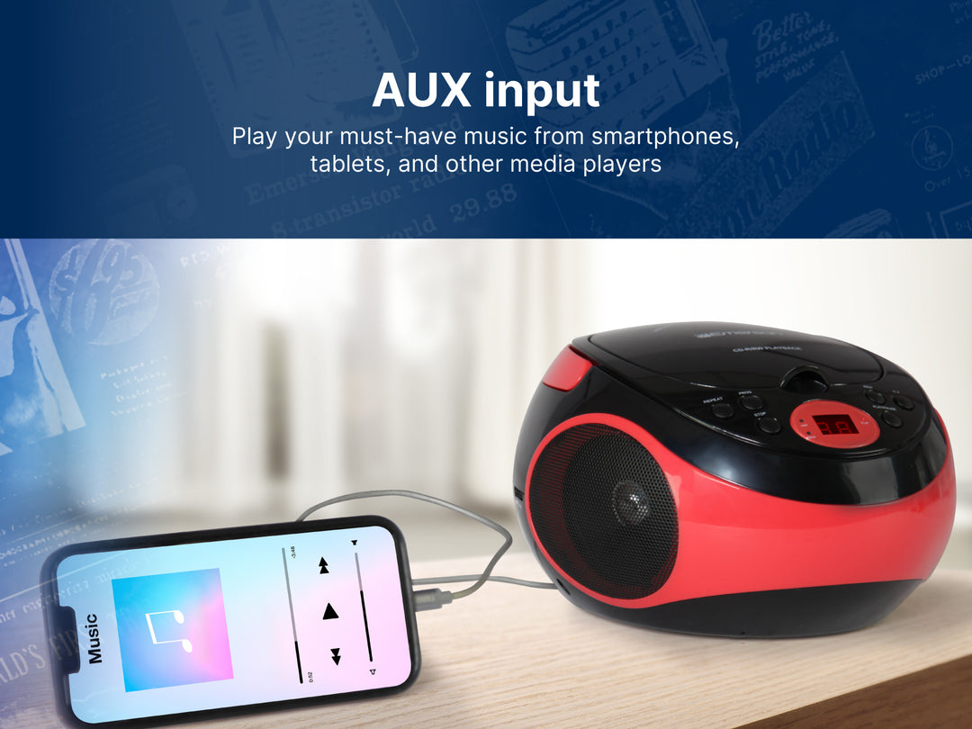 Portable CD Player with AM/FM Radio – EMERSONAUDIO