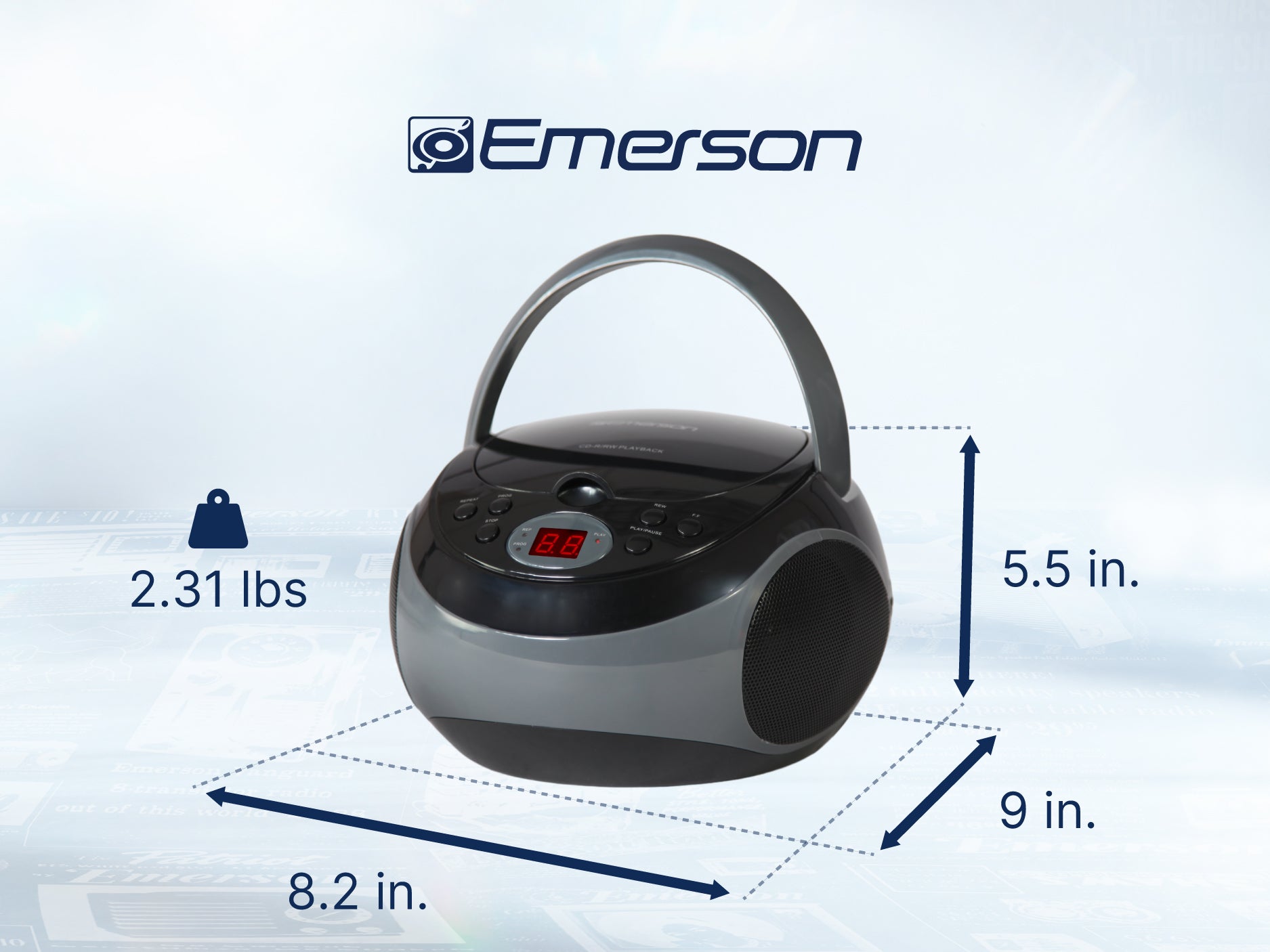 Portable CD Player with AM/FM Radio – EMERSONAUDIO