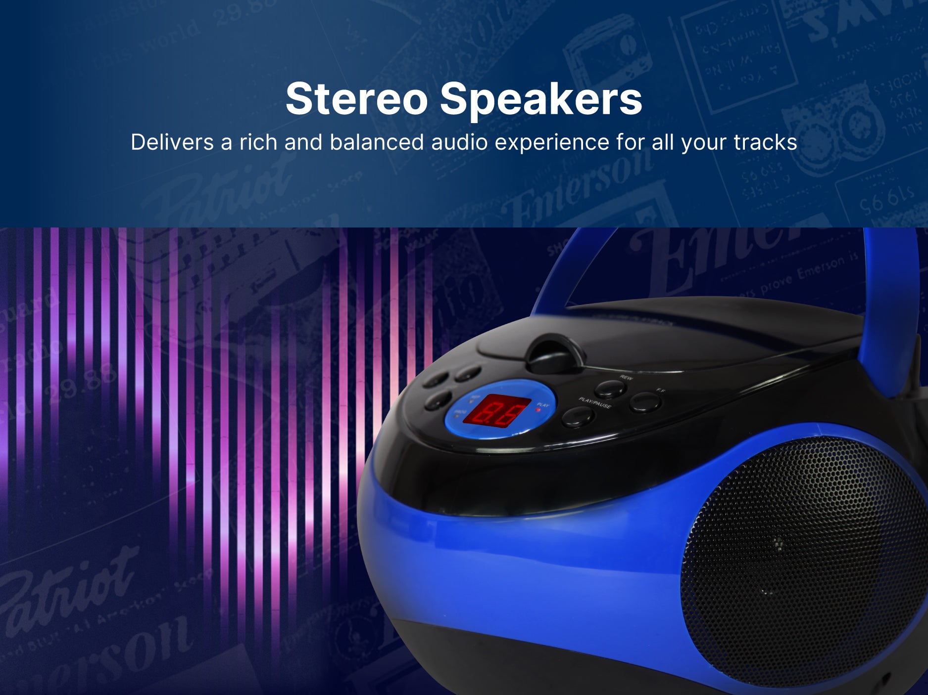 Portable CD Player with AM/FM Radio – EMERSONAUDIO