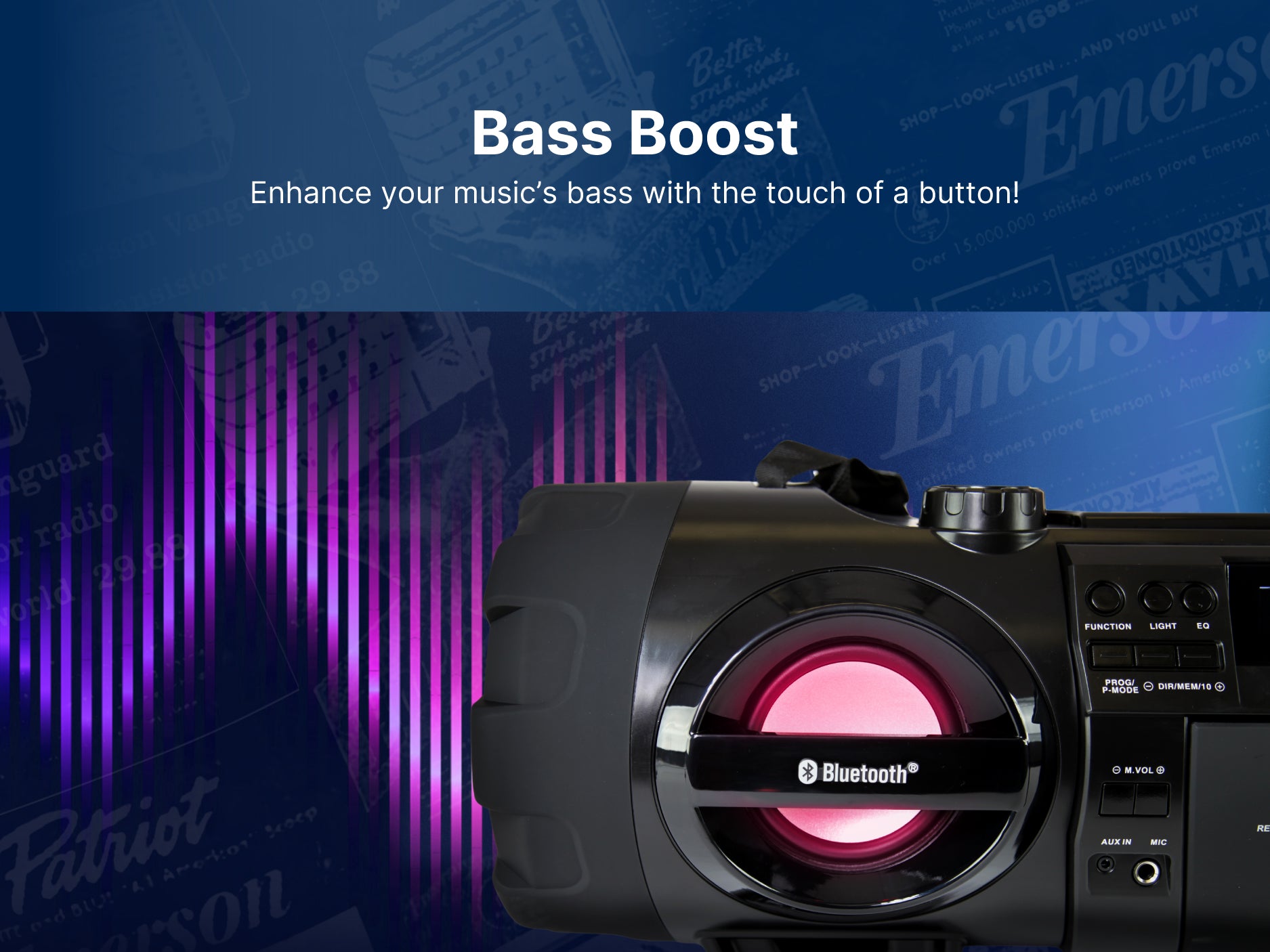 Dual Subwoofer Bluetooth<sup>®</sup> Boombox
