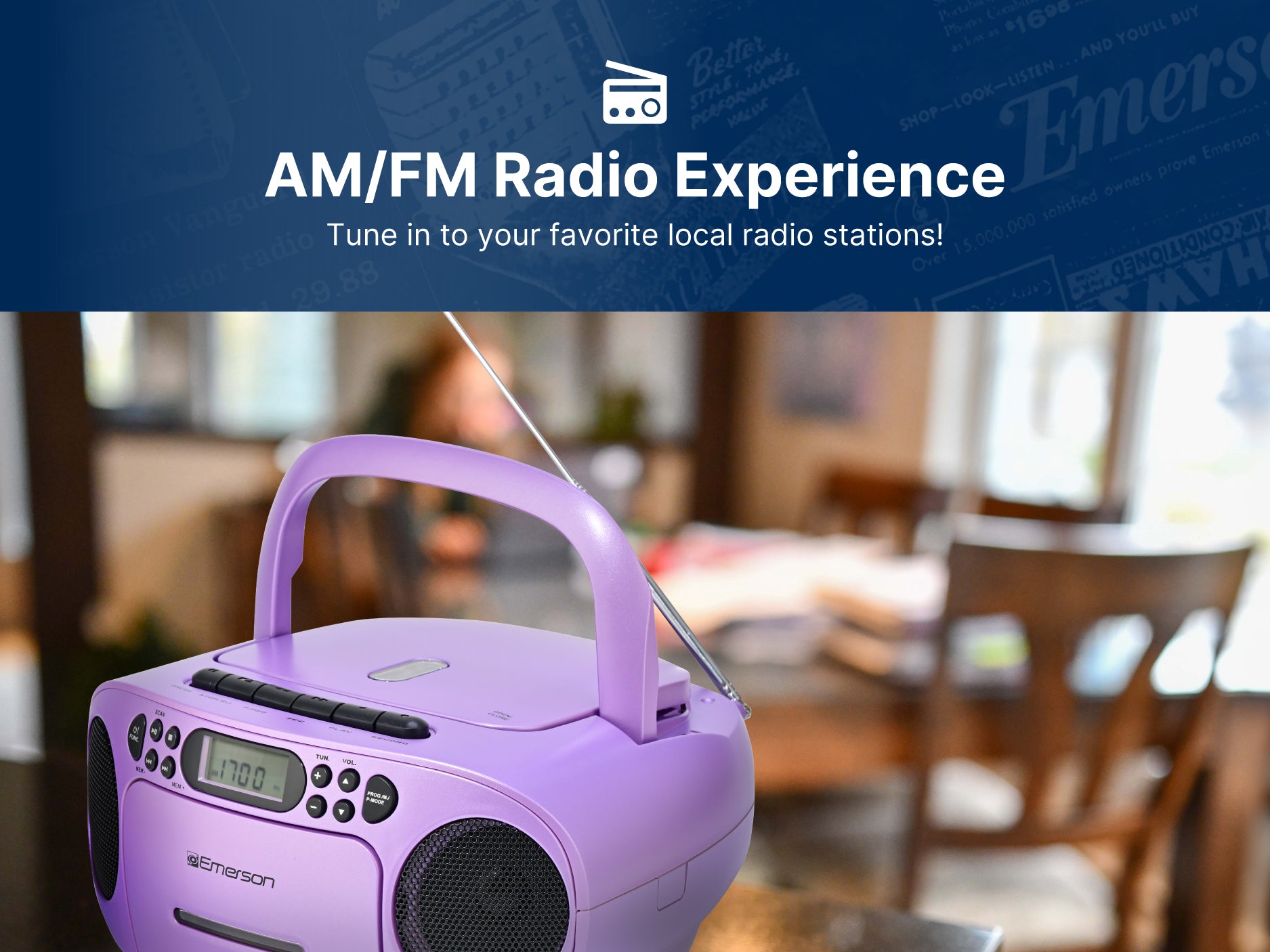 Portable CD / Cassette Boombox with AM/FM Radio
