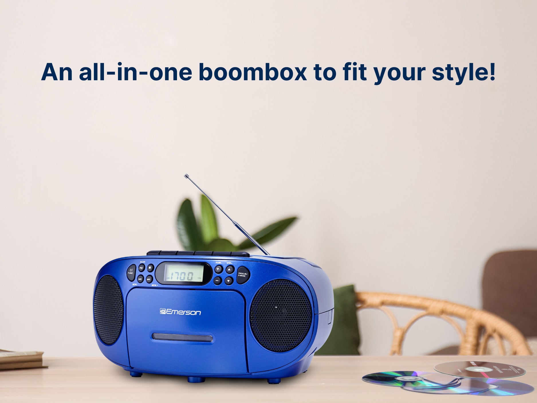 Portable CD / Cassette Boombox with AM/FM Radio
