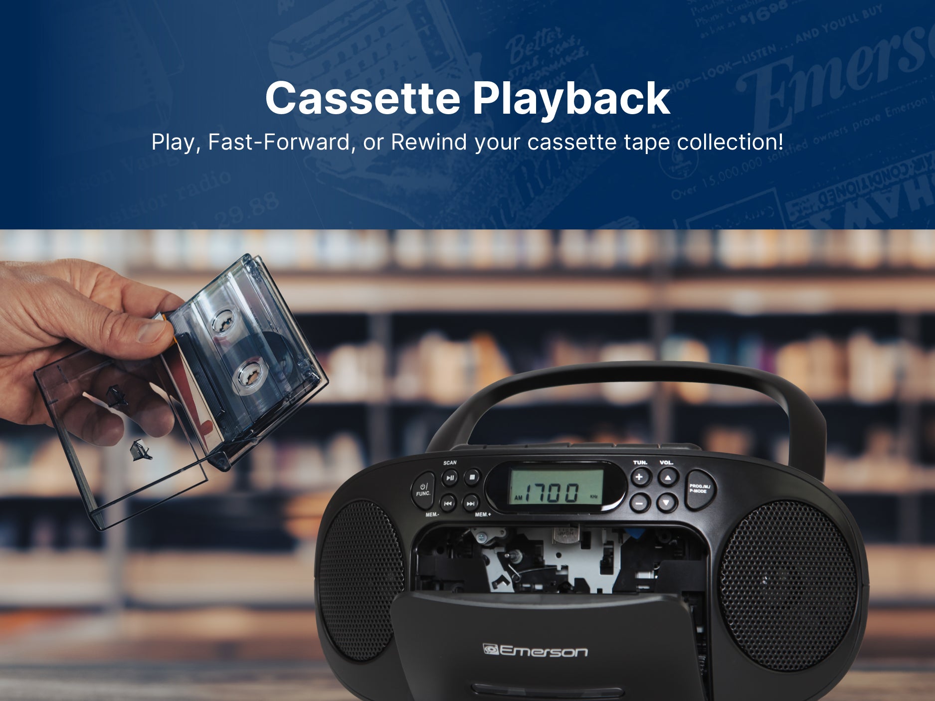 Portable CD / Cassette Boombox with AM/FM Radio