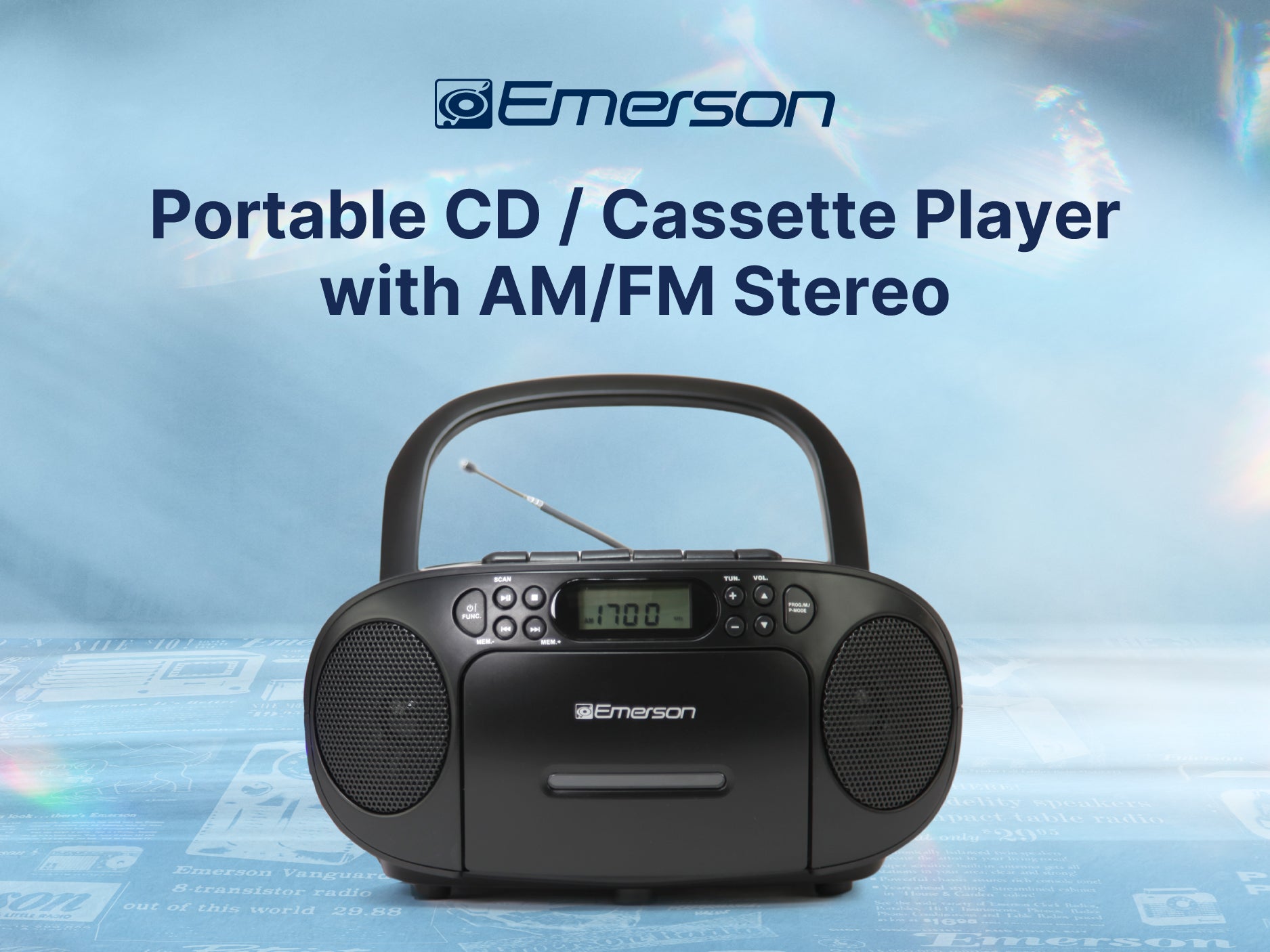 Portable CD / Cassette Boombox with AM/FM Radio
