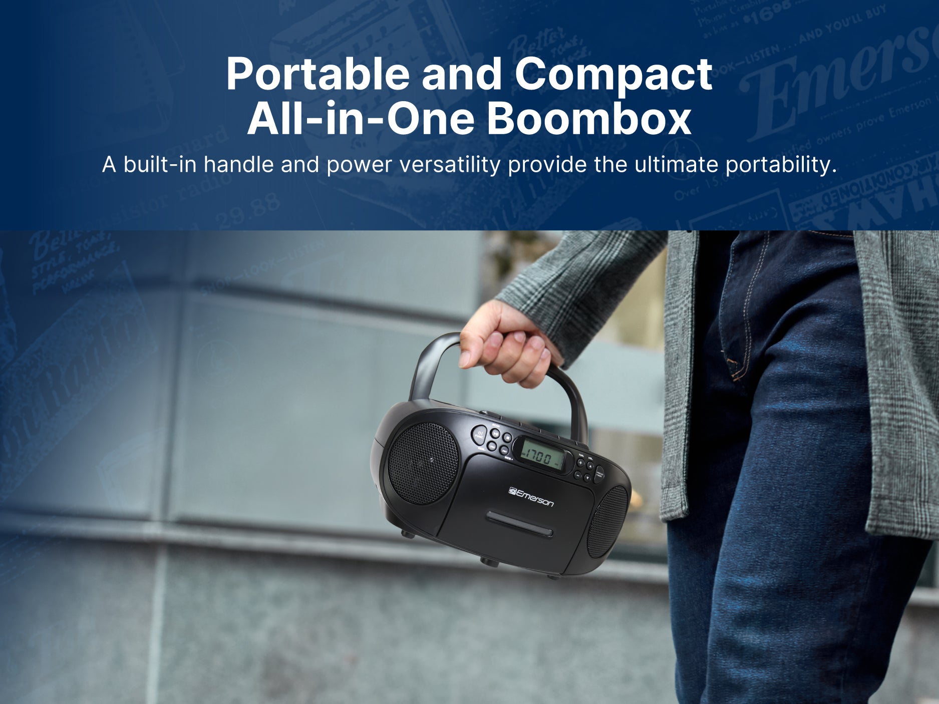 Portable CD / Cassette Boombox with AM/FM Radio