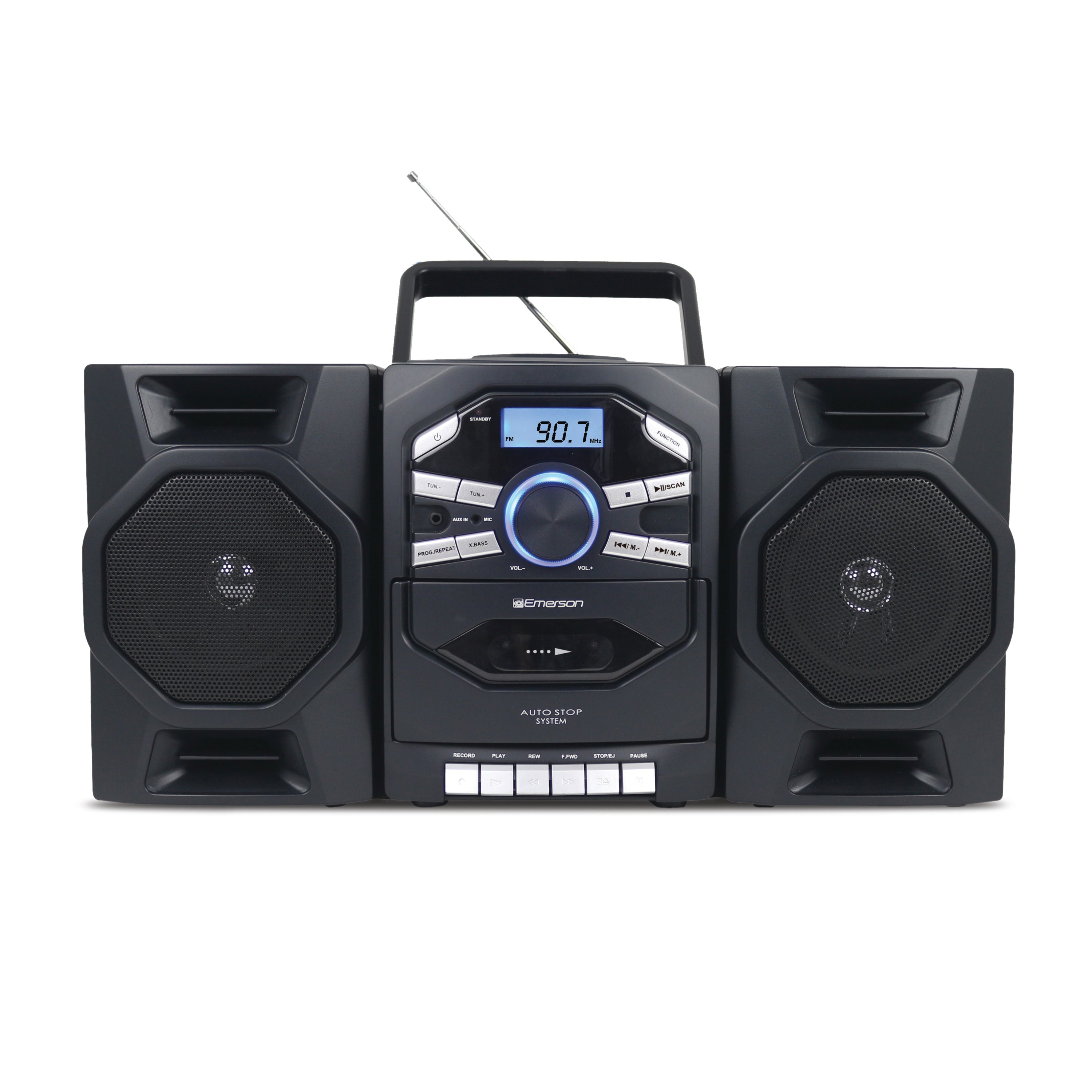 Portable CD & Cassette Stereo Boombox with AM/FM Radio – EMERSONAUDIO