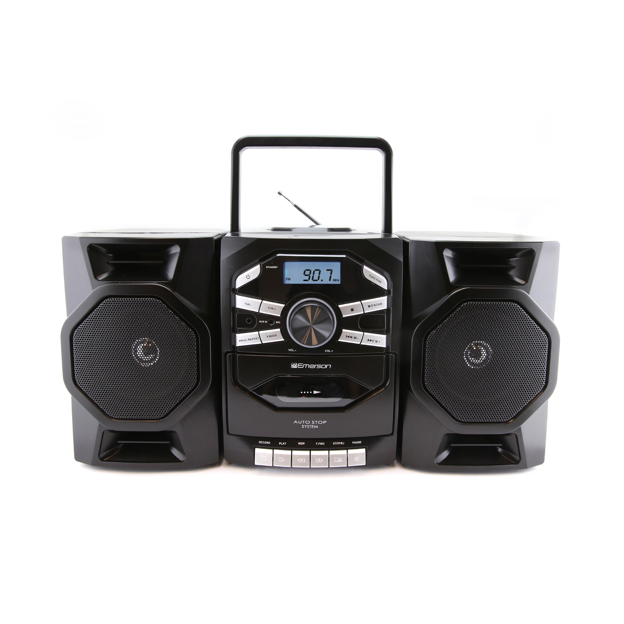 Portable CD & Cassette Stereo Boombox with AM/FM Radio