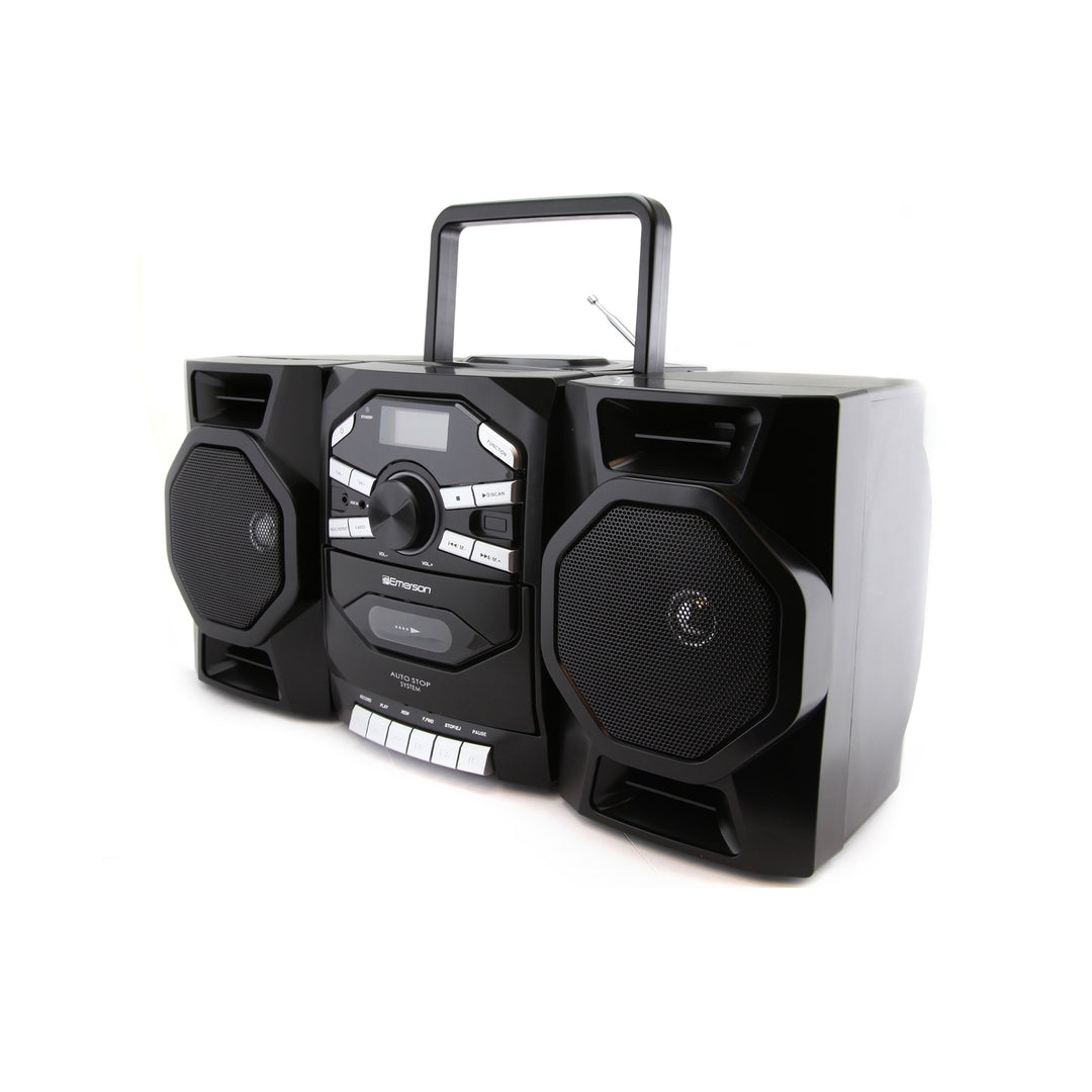 Portable CD & Cassette Stereo Boombox with AM/FM Radio – EMERSONAUDIO
