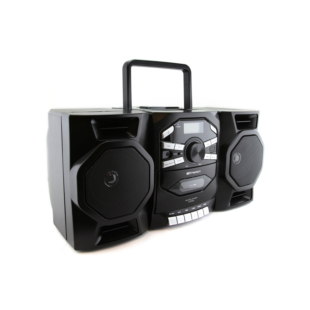 Portable CD & Cassette Stereo Boombox with AM/FM Radio – EMERSONAUDIO