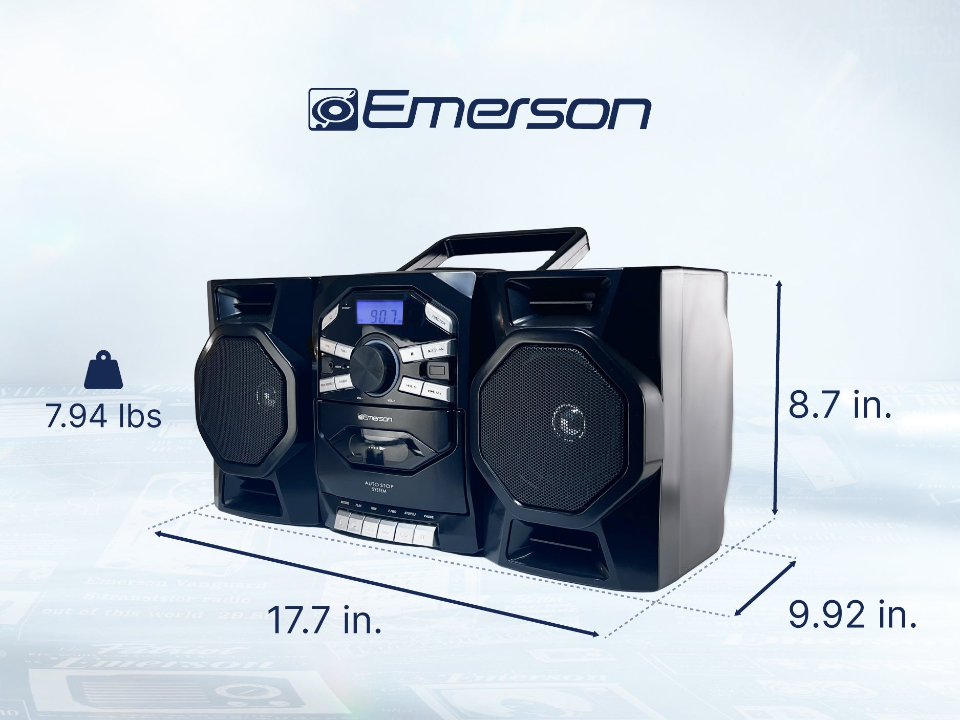 Portable CD & Cassette Stereo Boombox with AM/FM Radio