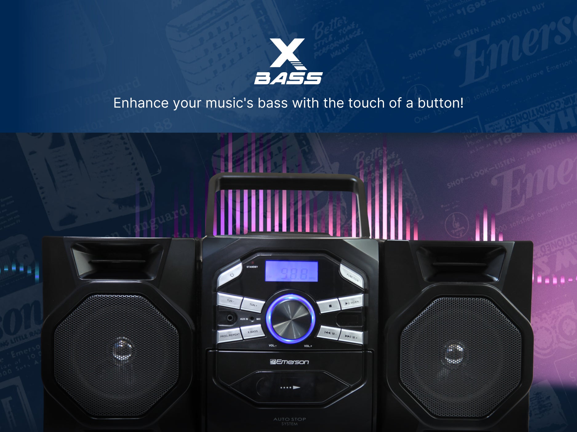 Portable CD & Cassette Stereo Boombox with AM/FM Radio