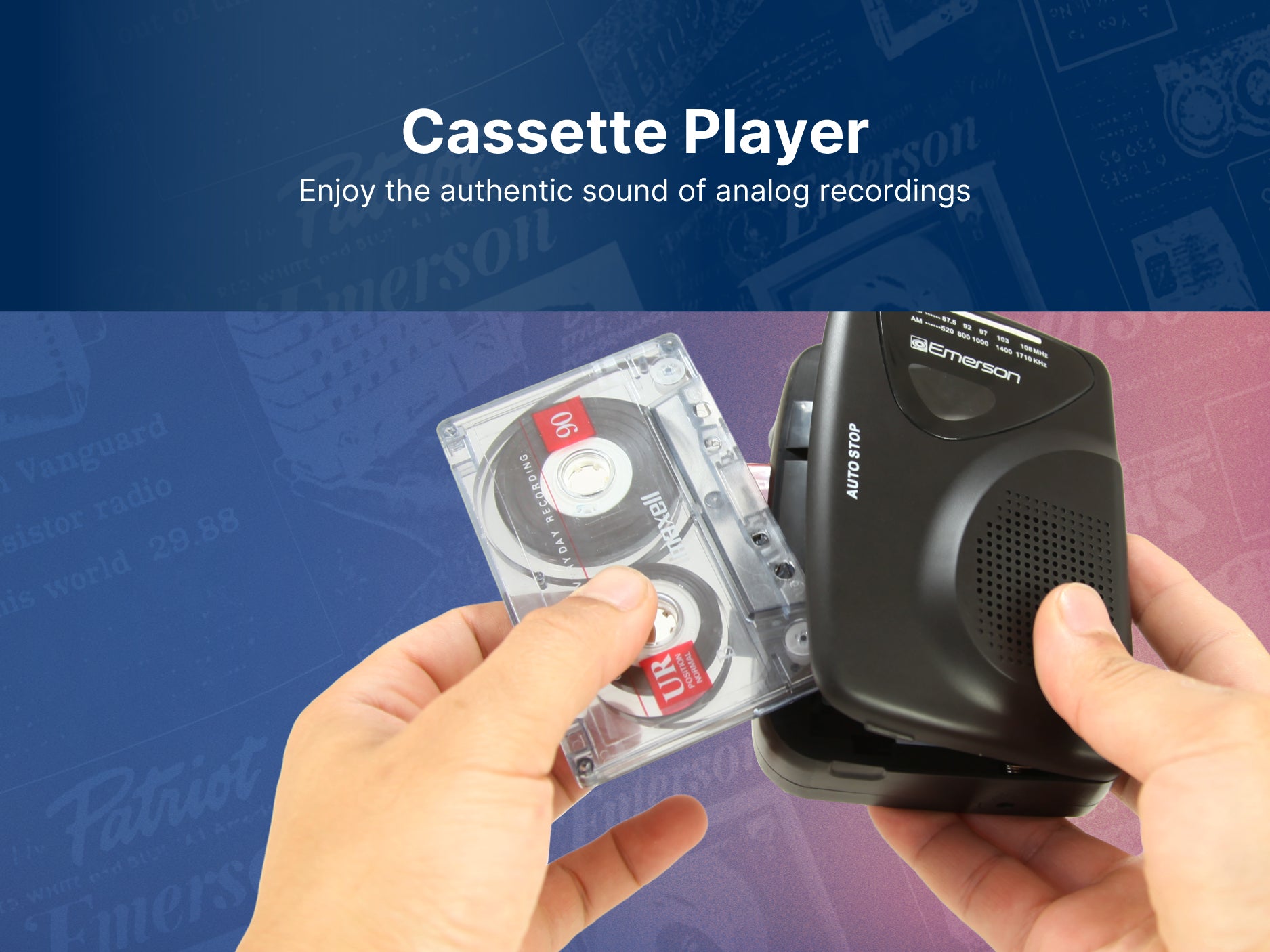 Portable Cassette Player & Recorder with AM/FM Radio