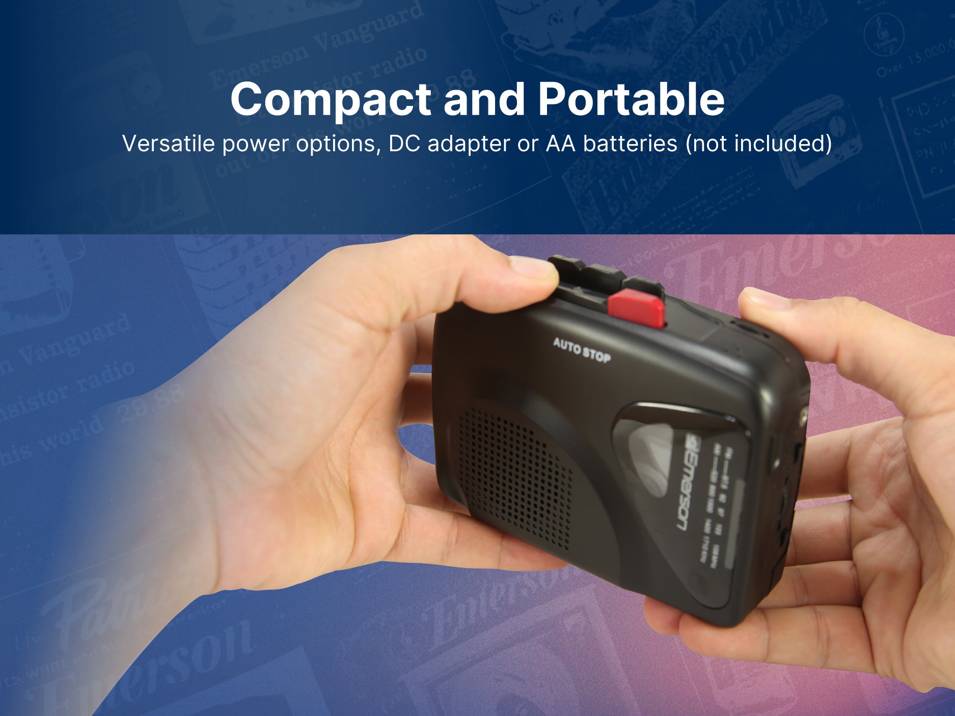 Portable Cassette Player & Recorder with AM/FM Radio