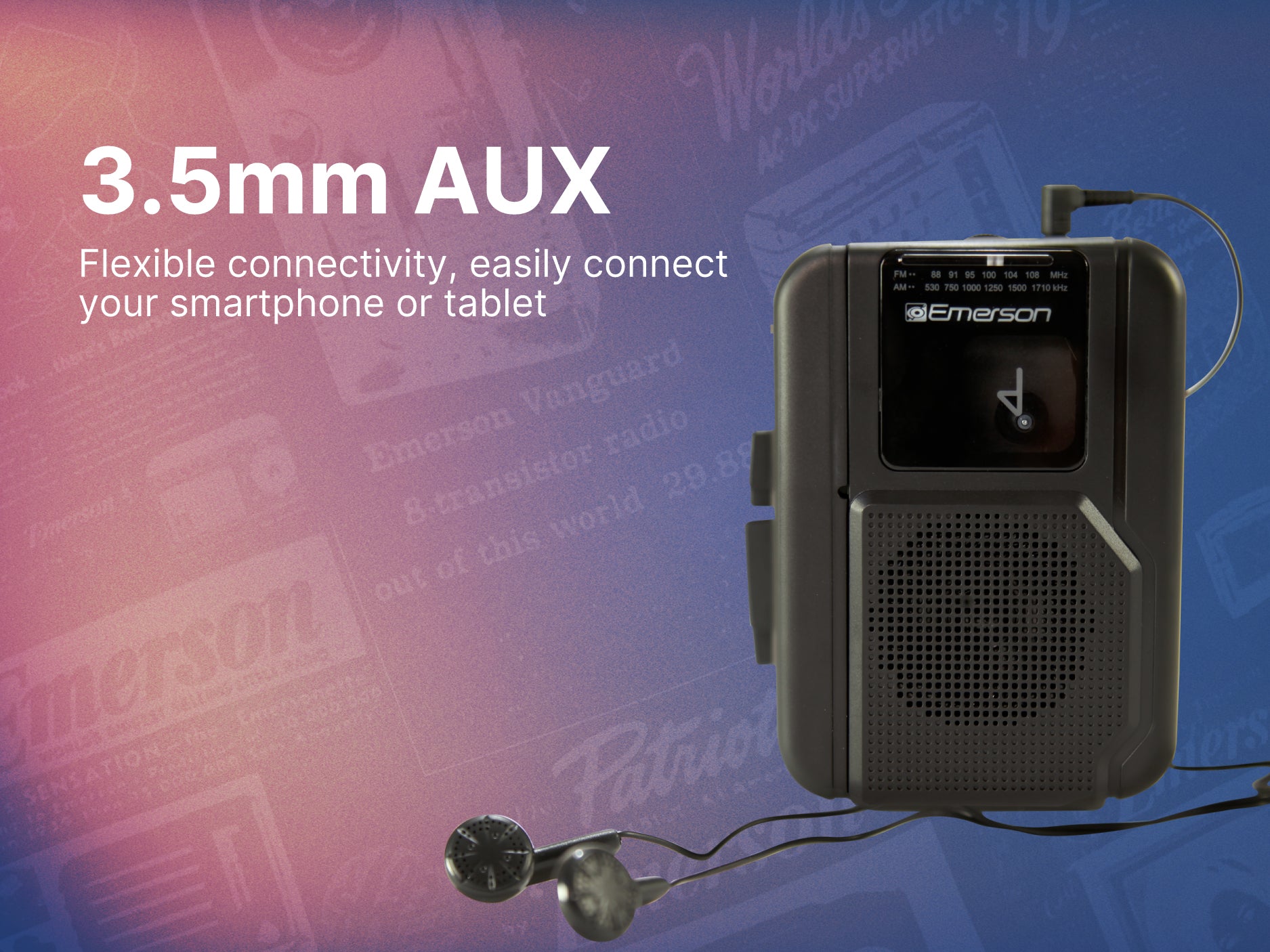 Portable Cassette Player with AM/FM Radio & Bluetooth® Out