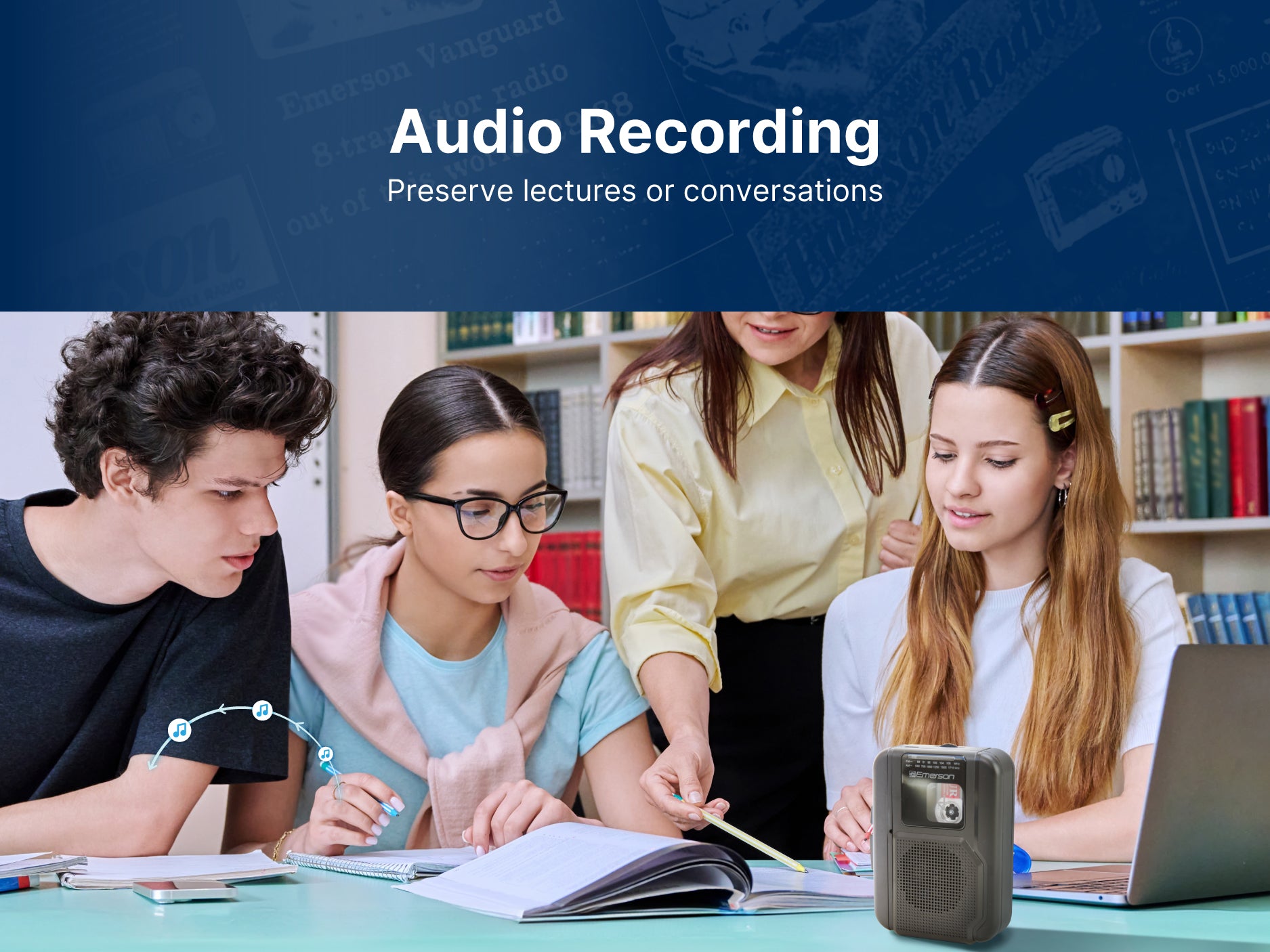 Portable Cassette Player with AM/FM Radio & Bluetooth® Out