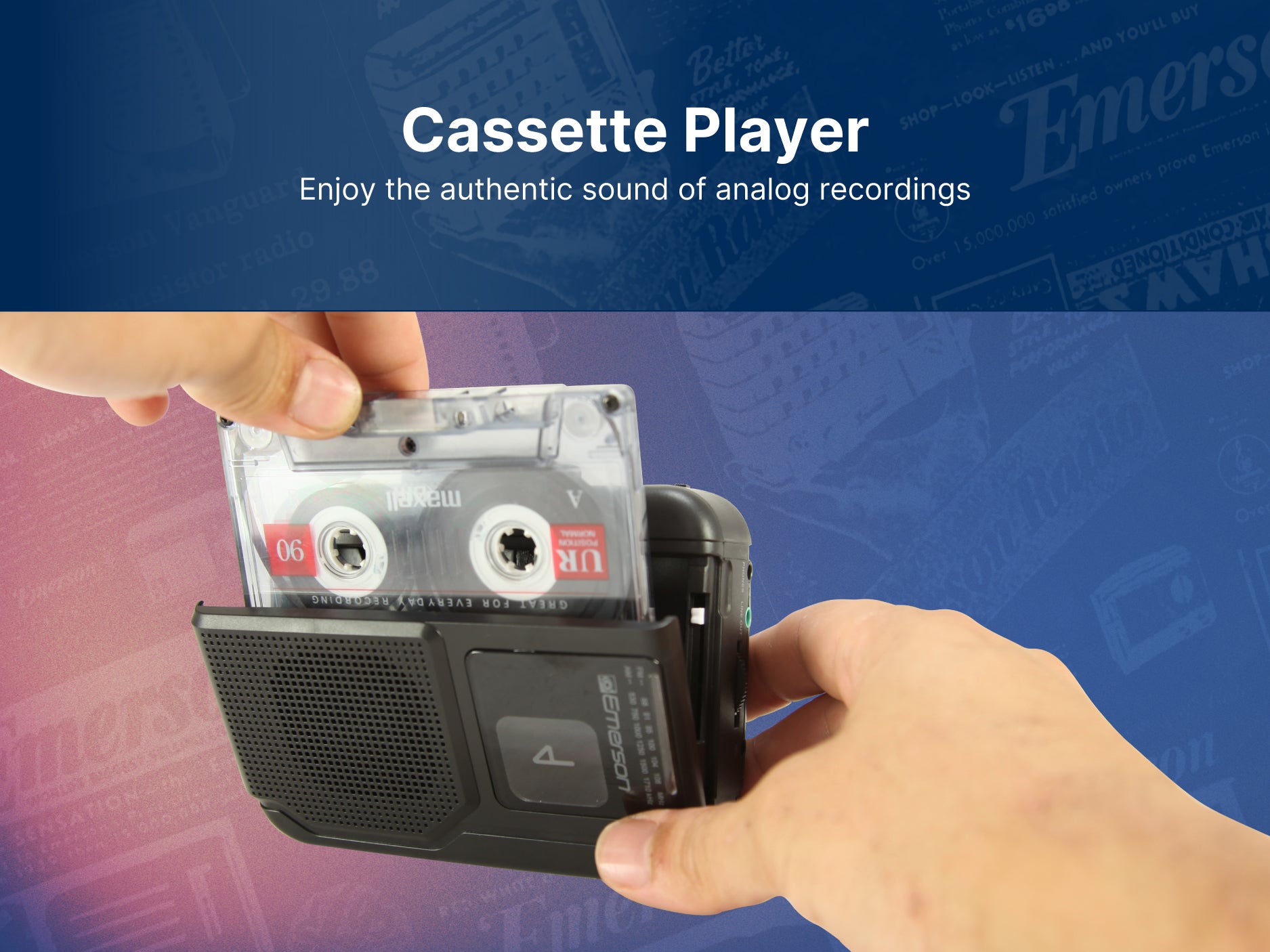 Portable Cassette Player with AM/FM Radio & Bluetooth® Out