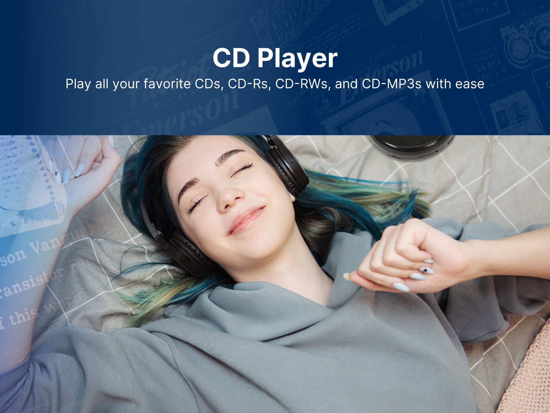 Portable Bluetooth® CD Player with FM Radio & Speaker