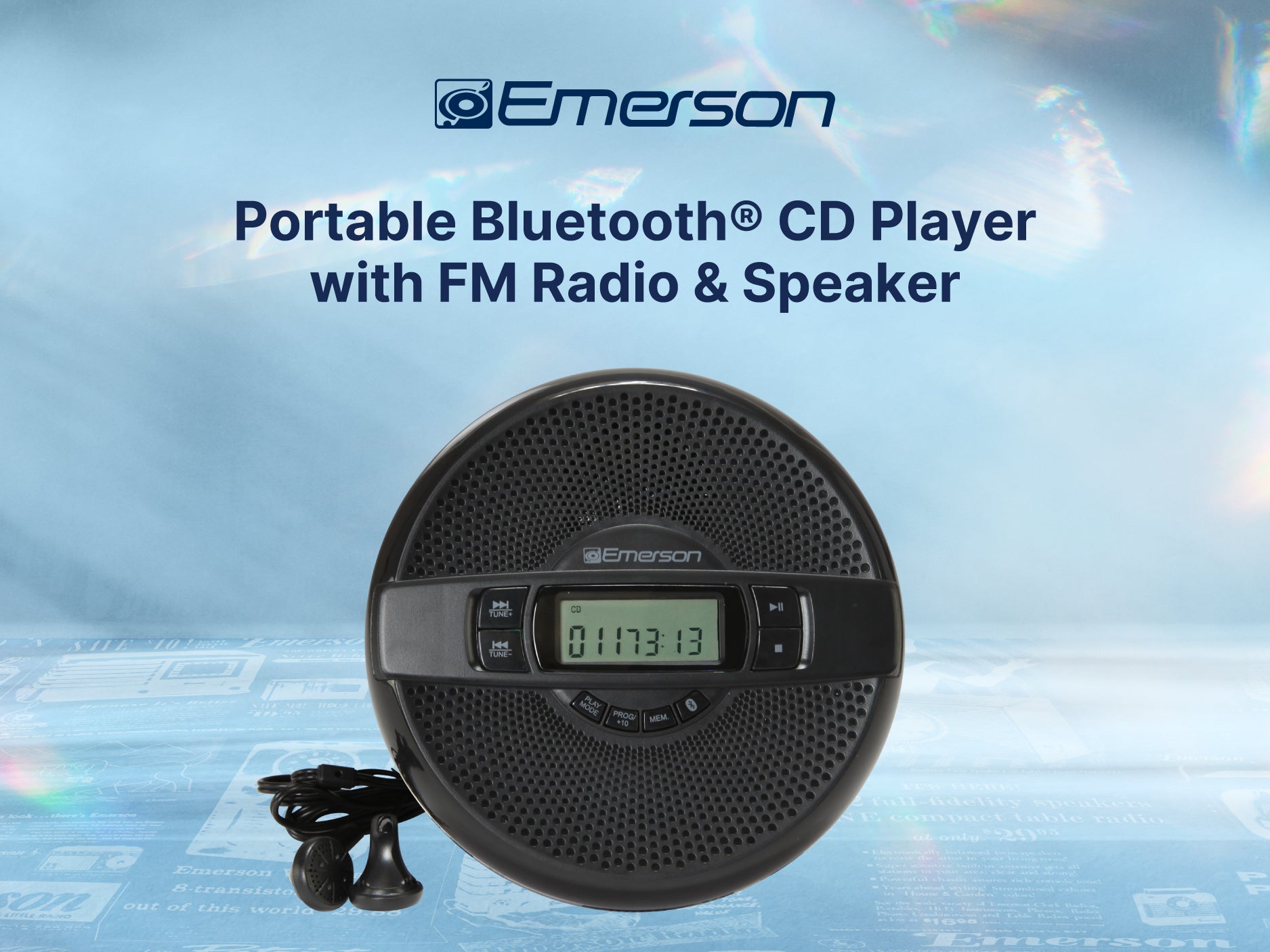 Portable Bluetooth® CD Player with FM Radio & Speaker