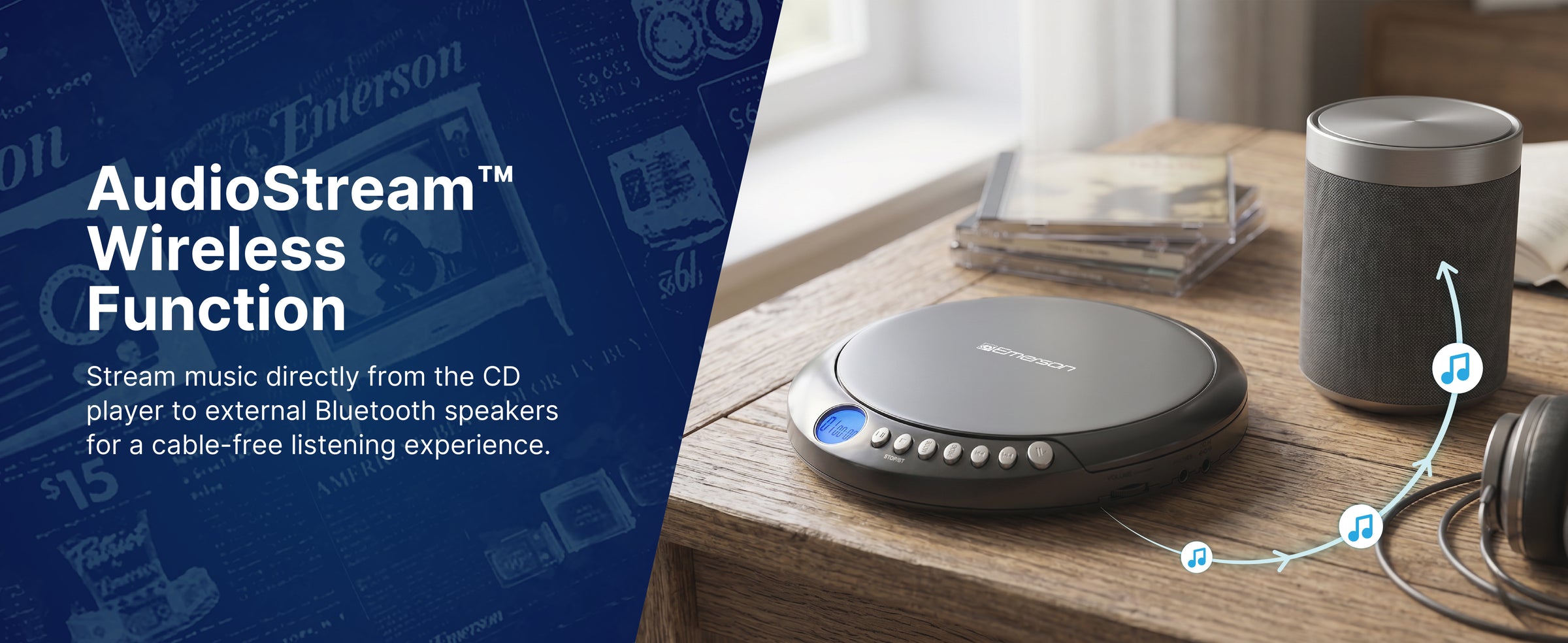 Portable Bluetooth® CD Player with FM Radio and AudioStream™