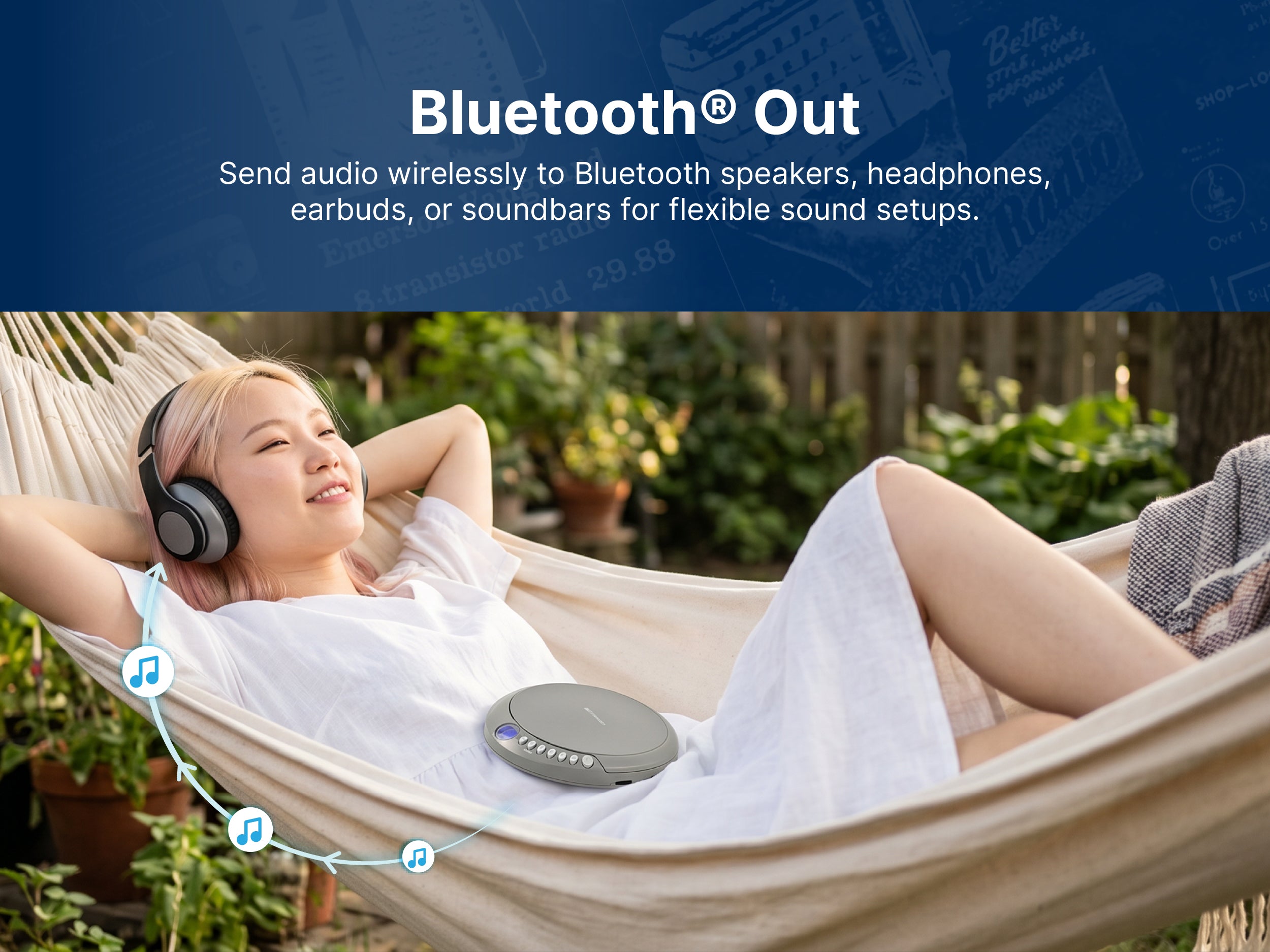 Portable Bluetooth® CD Player with FM Radio and AudioStream™
