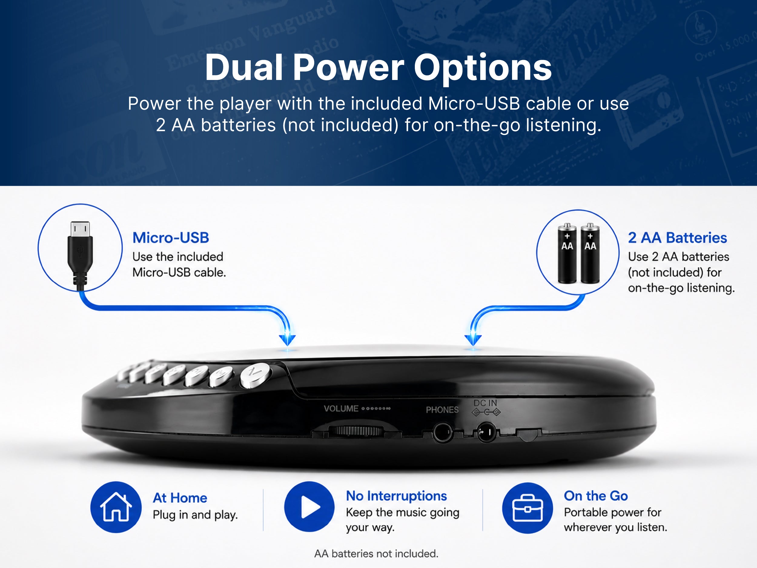 Portable Bluetooth® CD Player with FM Radio and AudioStream™
