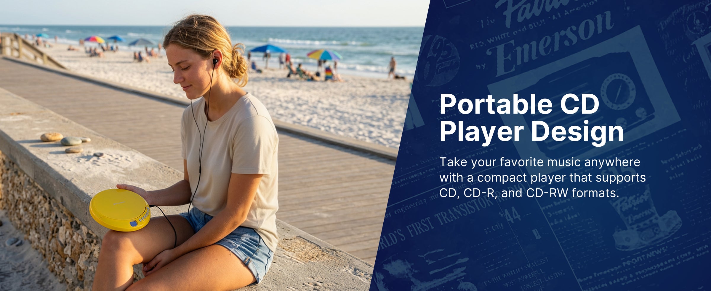 Portable Bluetooth® CD Player with FM Radio and AudioStream™