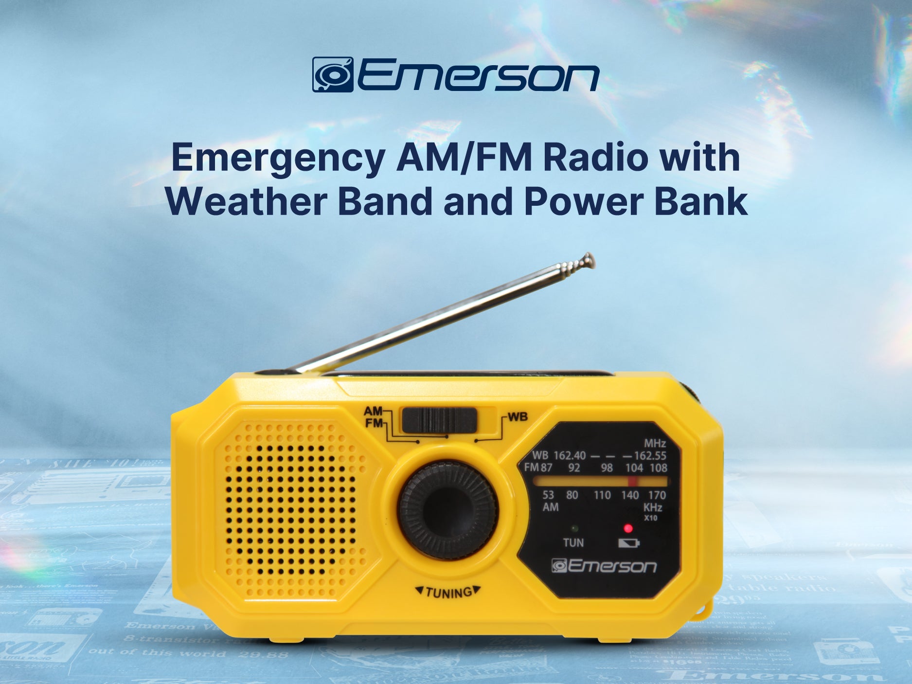 Emergency AM/FM Radio 
with Weather Band and Power Bank