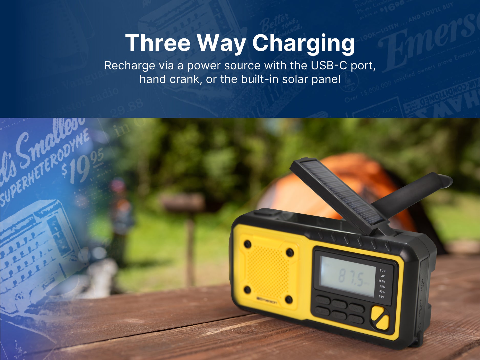 Emergency AM/FM Radio 
with Weather Band and Power Bank