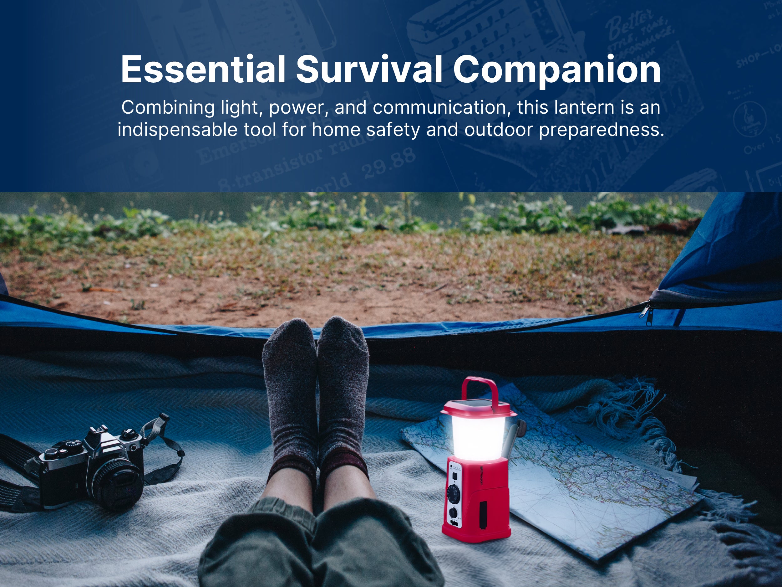 Emergency Solar Radio Lantern with Dynamo Hand-Crank Generator