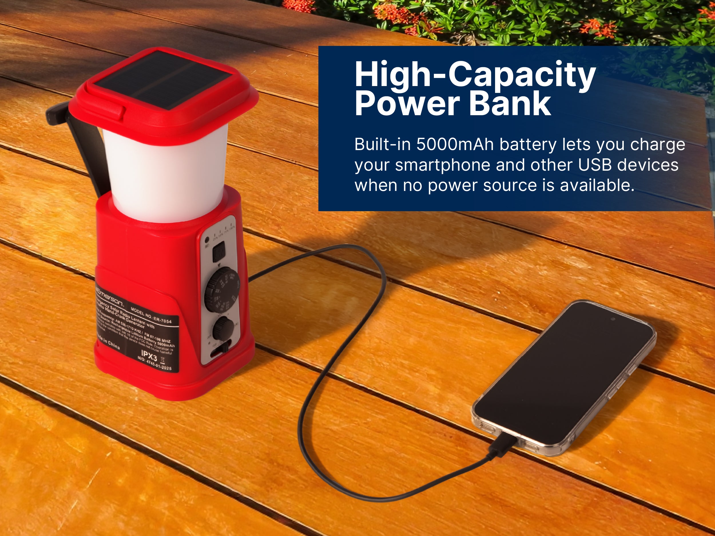 Emergency Solar Radio Lantern with Dynamo Hand-Crank Generator